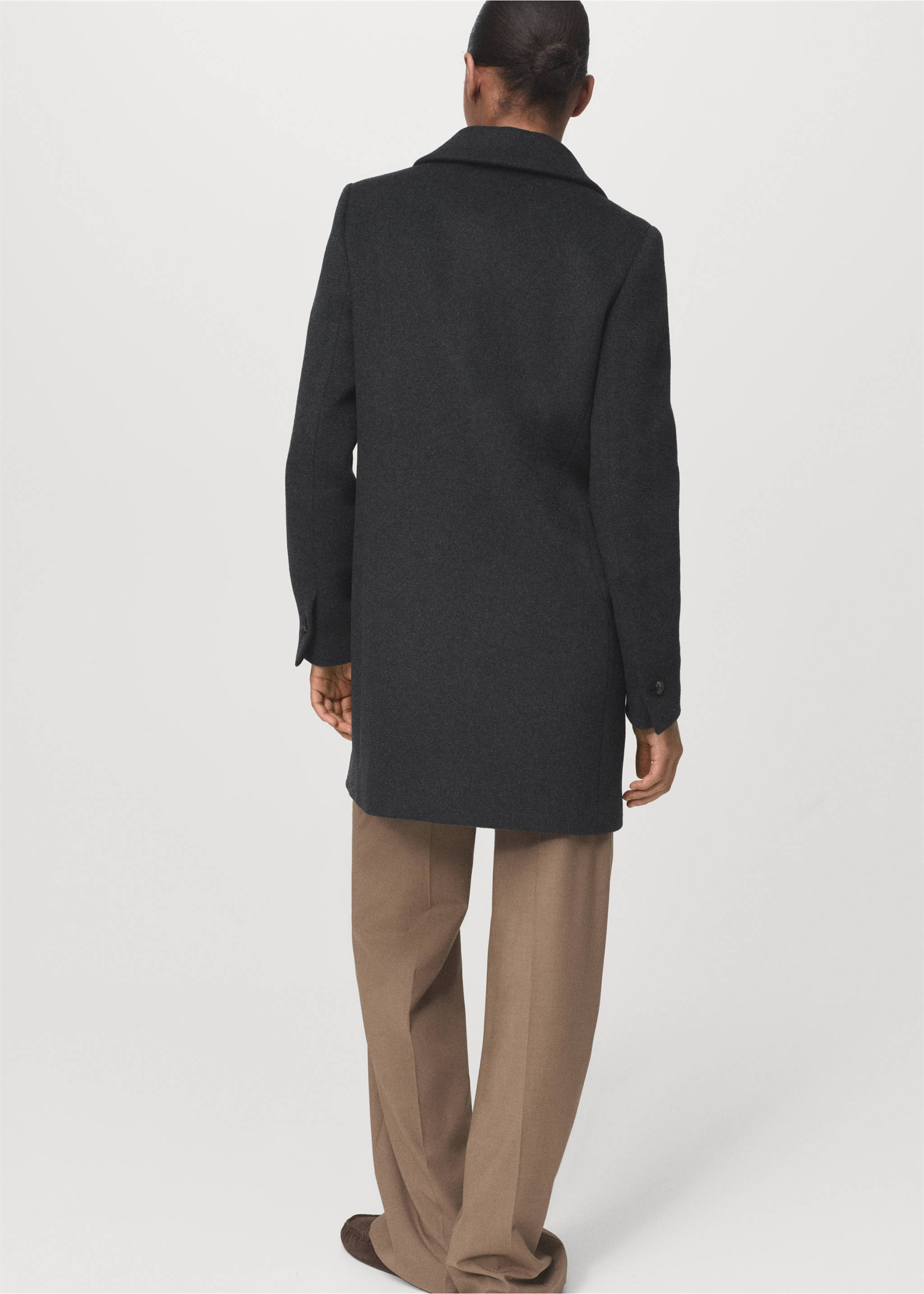 Double-breasted wool coat - Reverse of the article, Grey. Ref: 17015800-00.