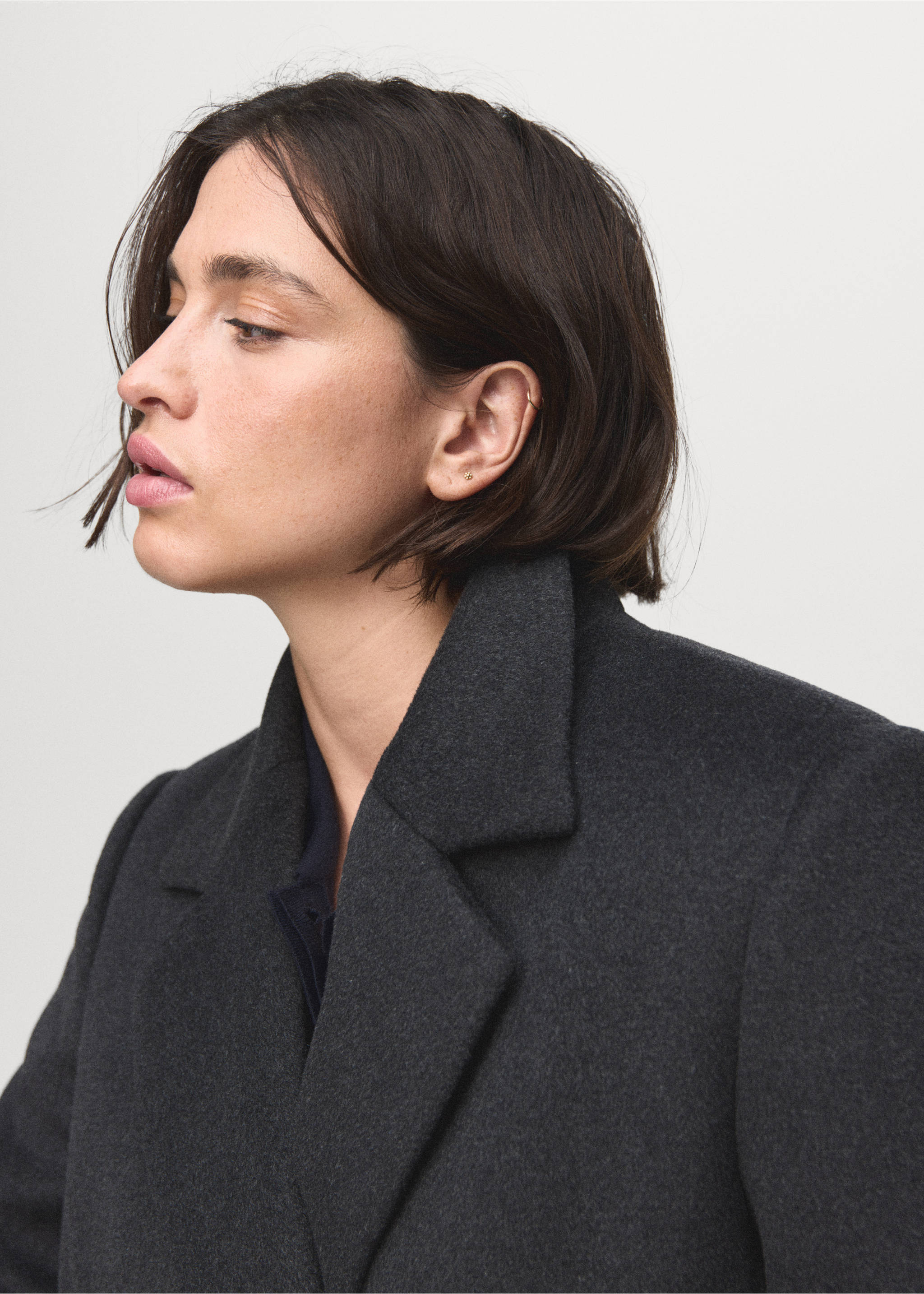 Double-breasted wool coat - Details of the article 4, Grey. Ref: 17015800-00.