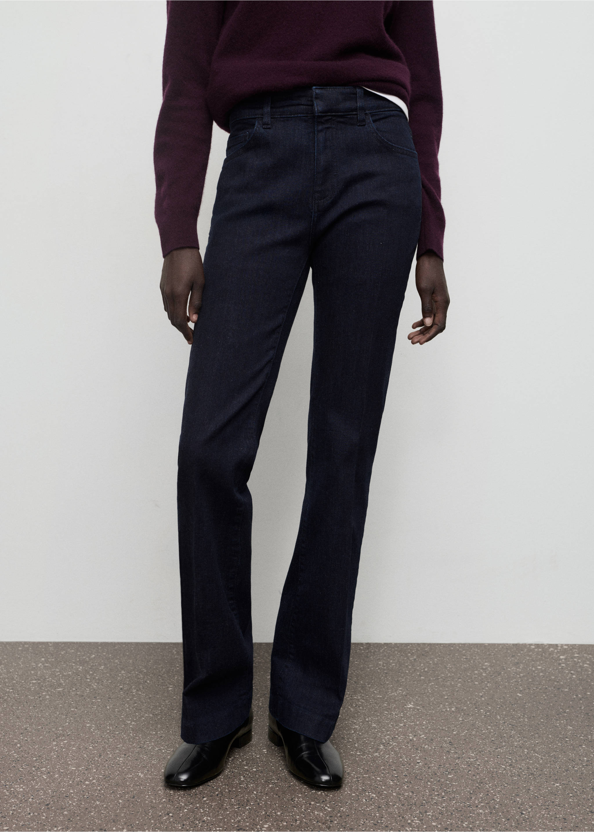 Jean flare taille normale rinse wash - Plan moyen, Bleu. Ref: 17015804-00.