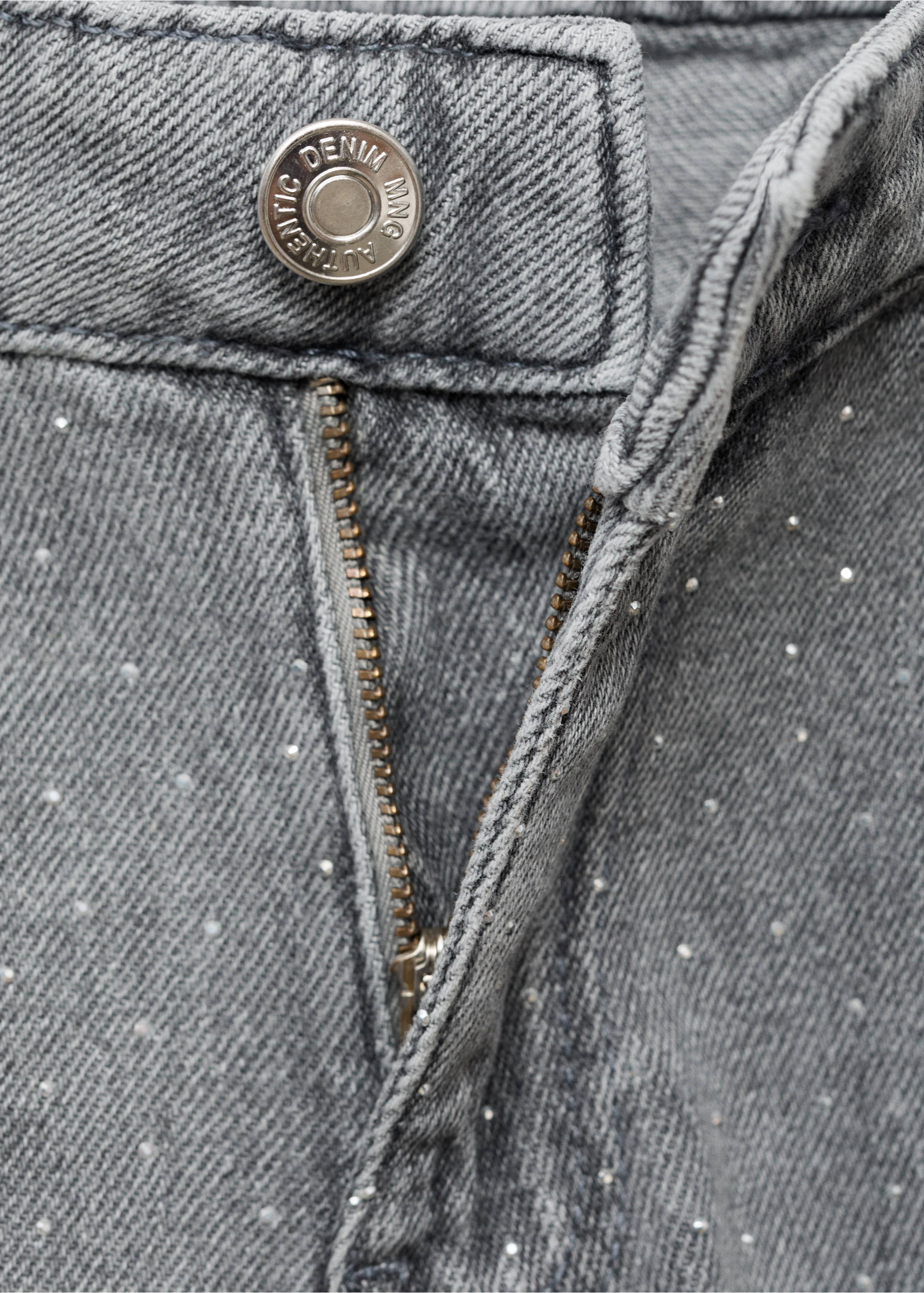 Jean droit à strass - Détail de l'article 8, Gris denim. Ref: 17015814-00.