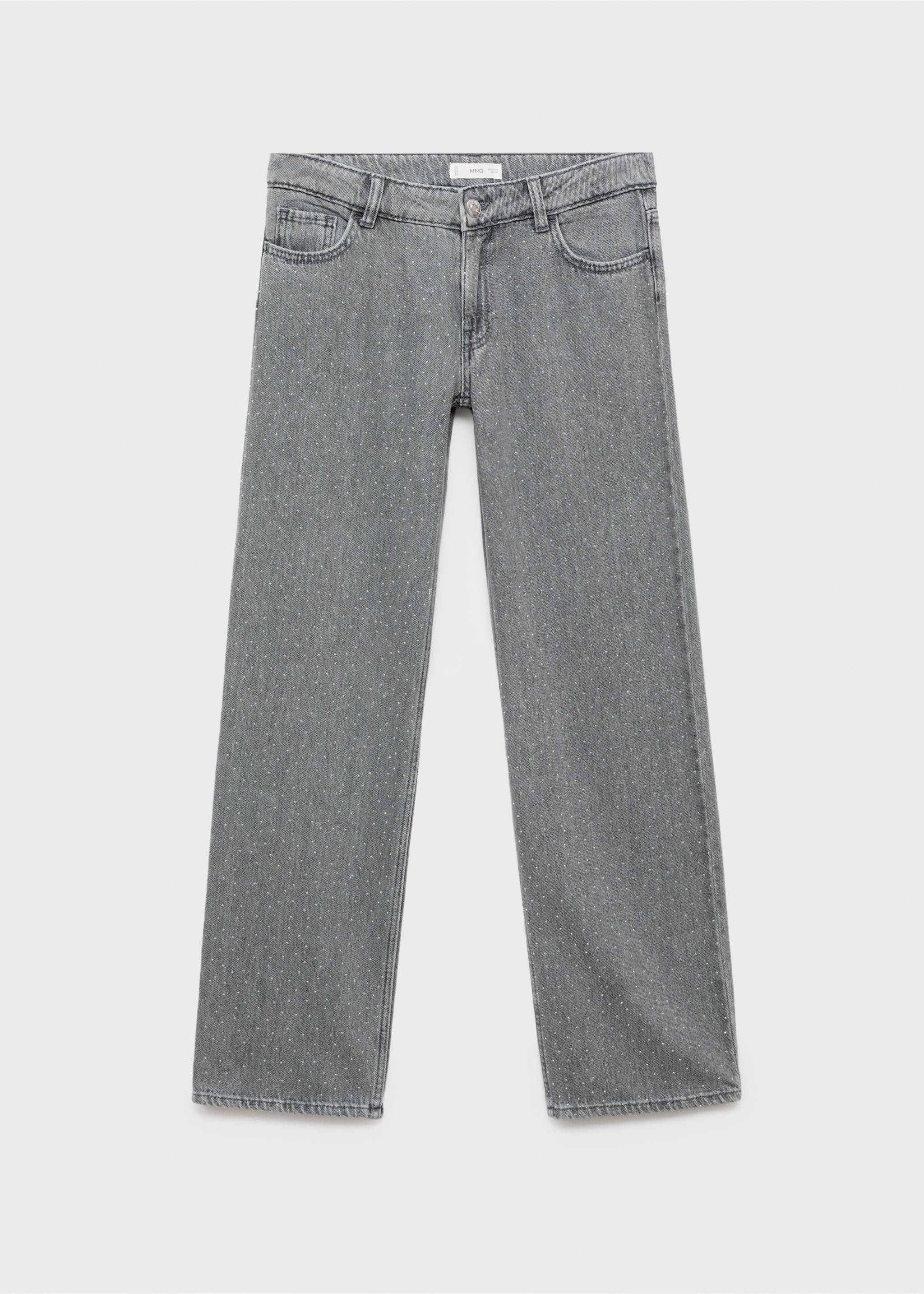 Jean droit à strass - Article sans modèle, Gris denim. Ref: 17015814-00.