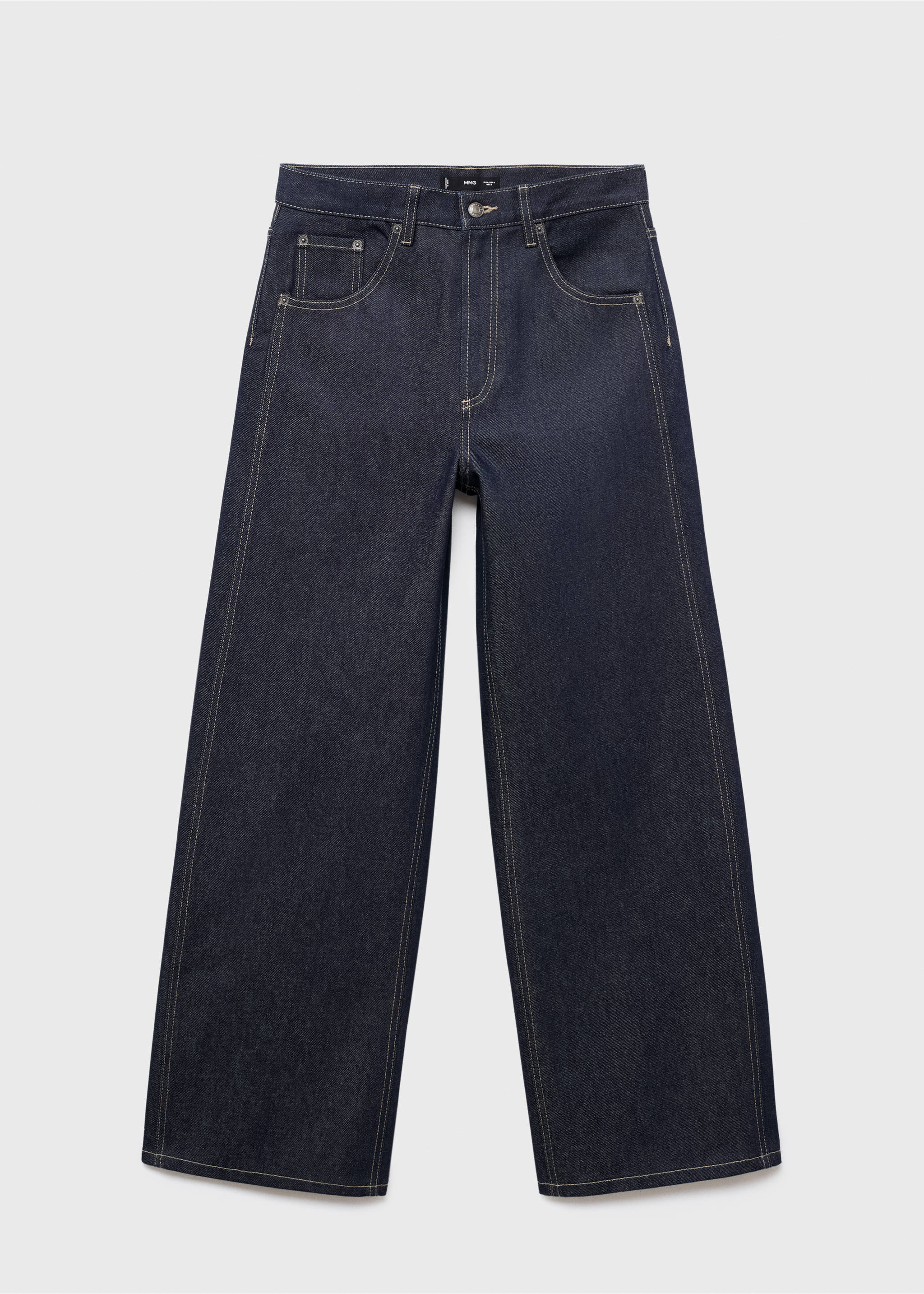 Jean barrel taille haute - Article sans modèle, Bleu. Ref: 17015816-00.