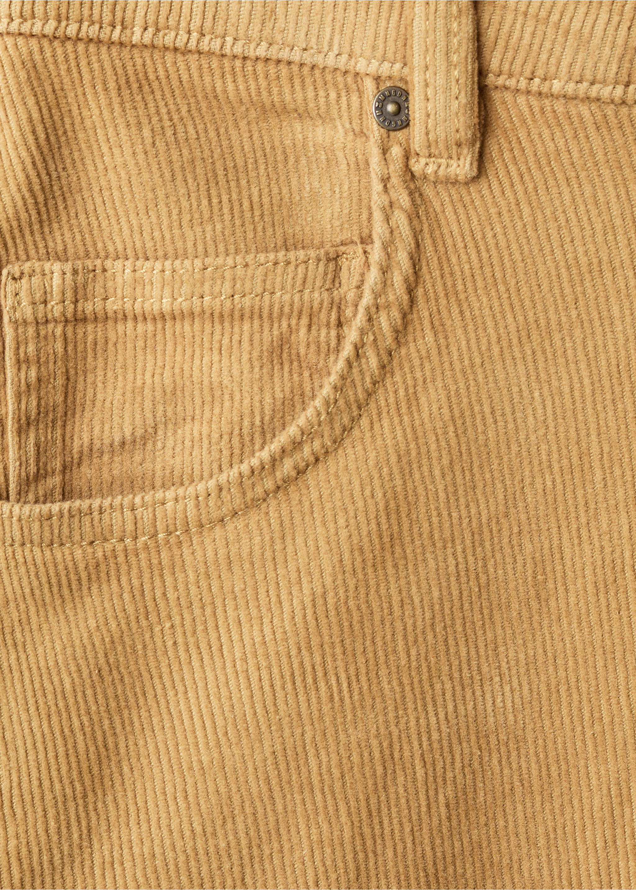 Wide leg low-rise corduroy jeans - Details of the article 8, Caramel. Ref: 17015819-00.