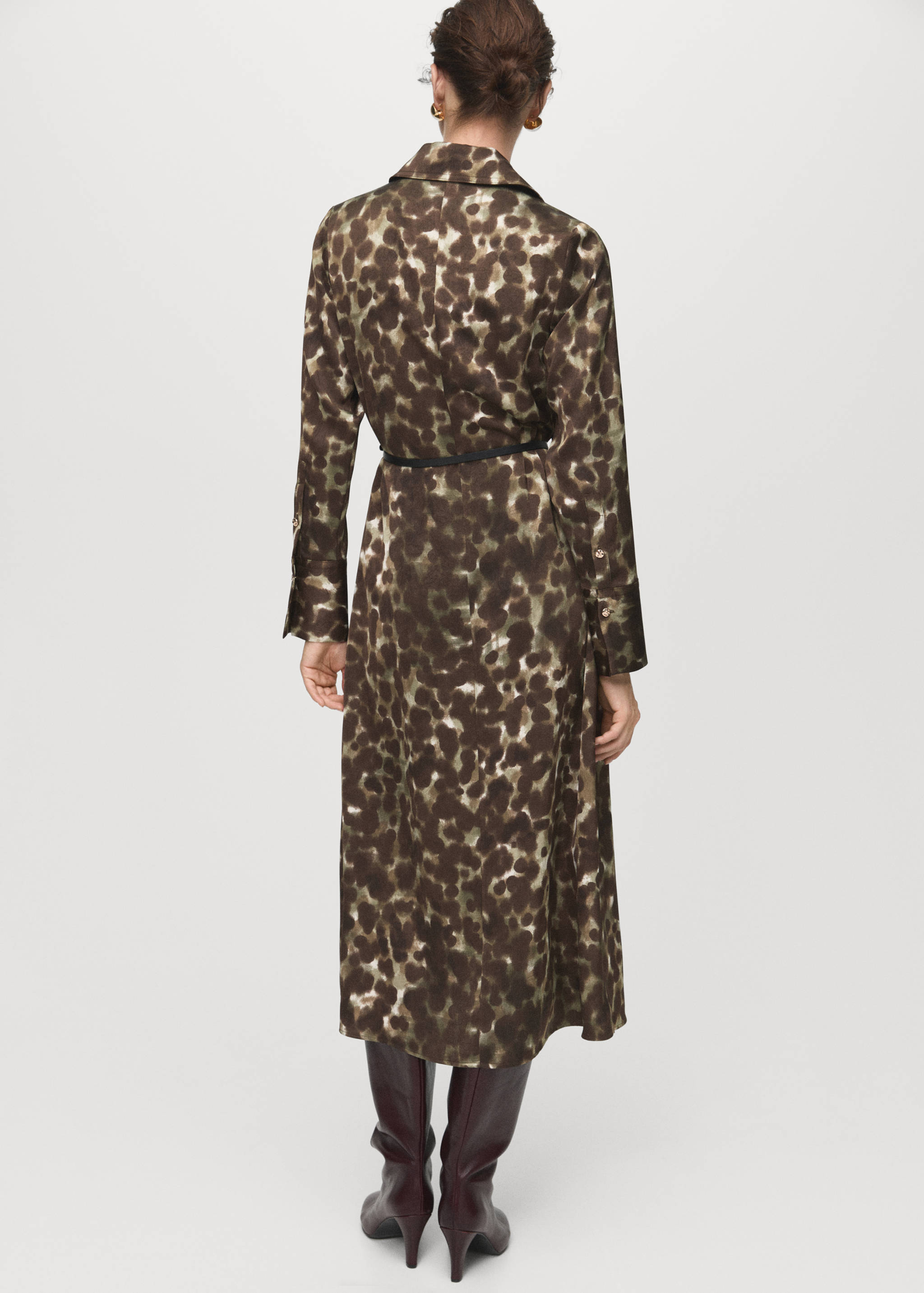 Printed shirt dress with belt - Reverse of the article