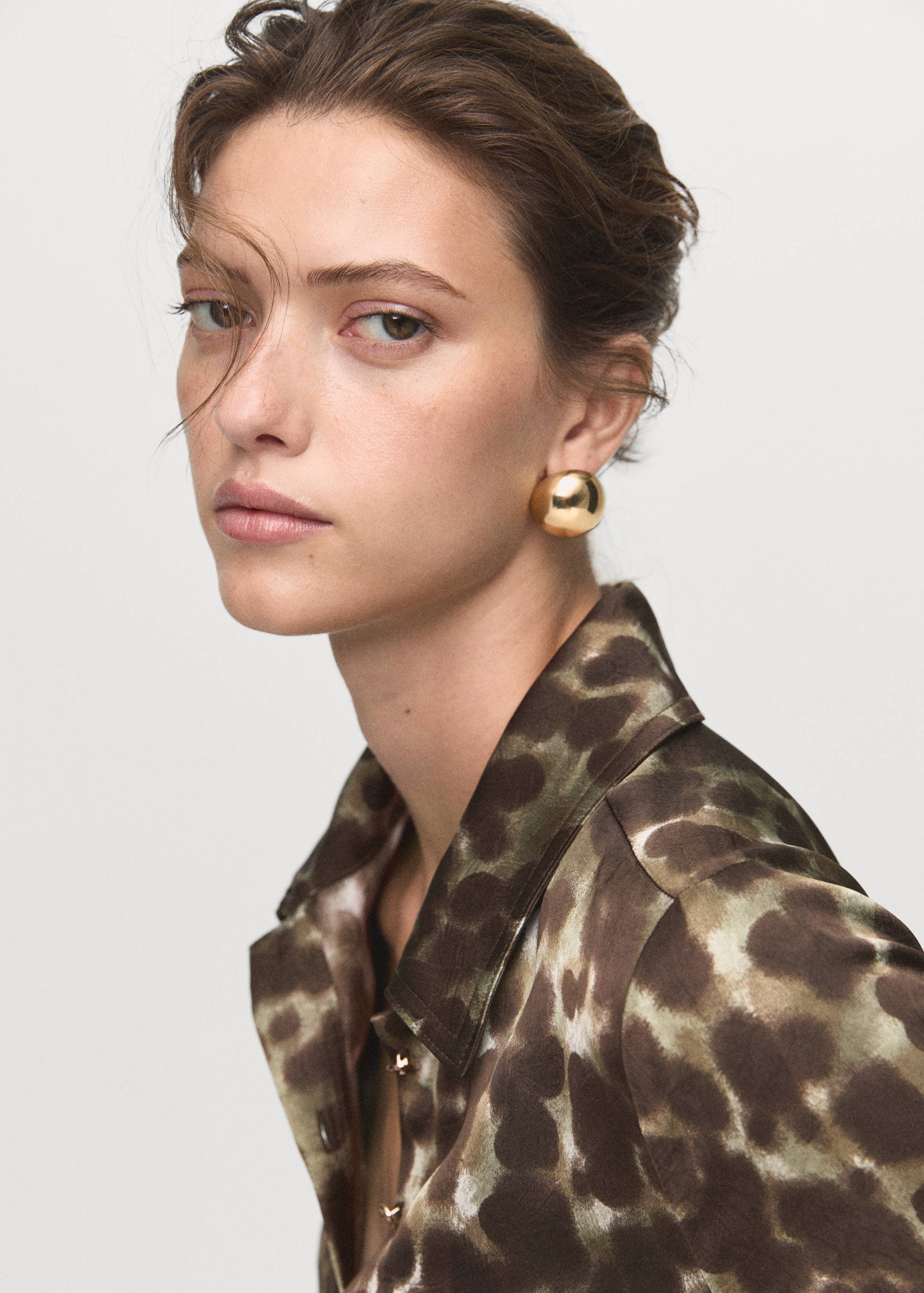 Printed shirt dress with belt - Details of the article 1