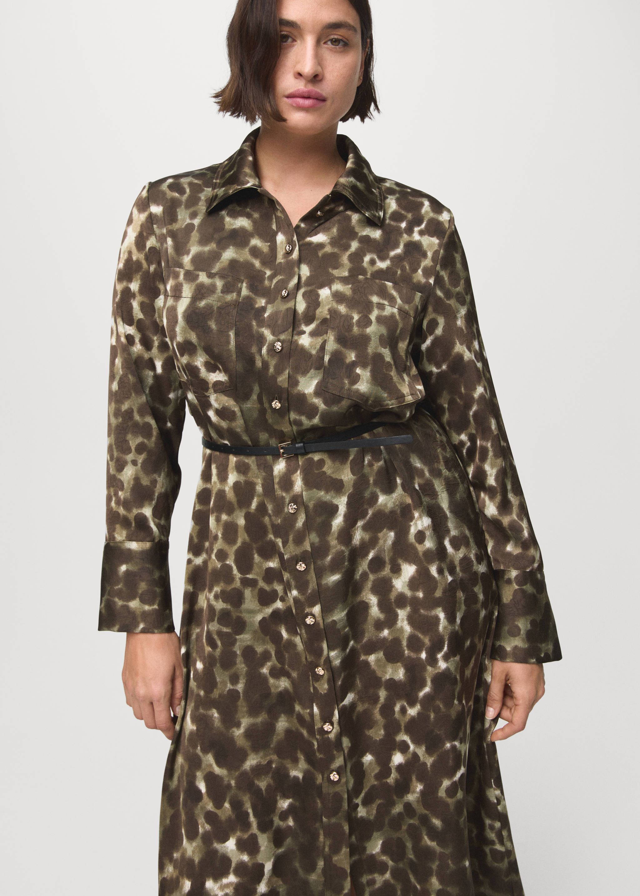 Printed shirt dress with belt - Details of the article 5