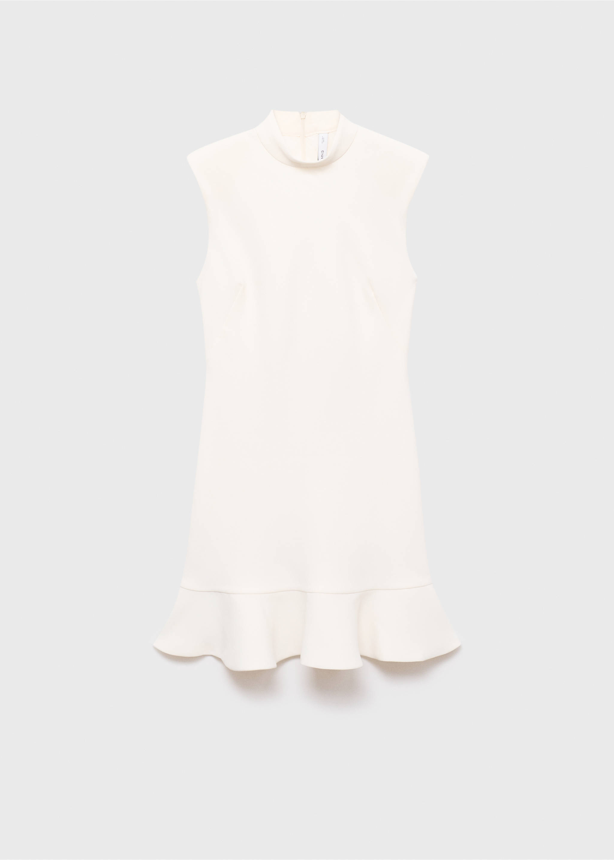 High-neck dress with ruffle - Article without model, Ecru. Ref: 17015827-00.