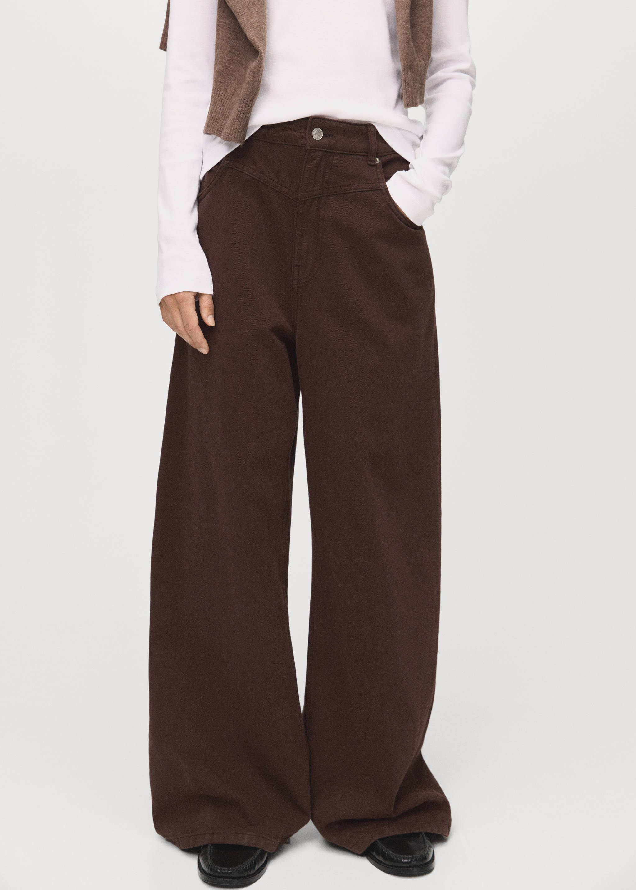 Jeans wide leg loose tiro medio - Plano medio