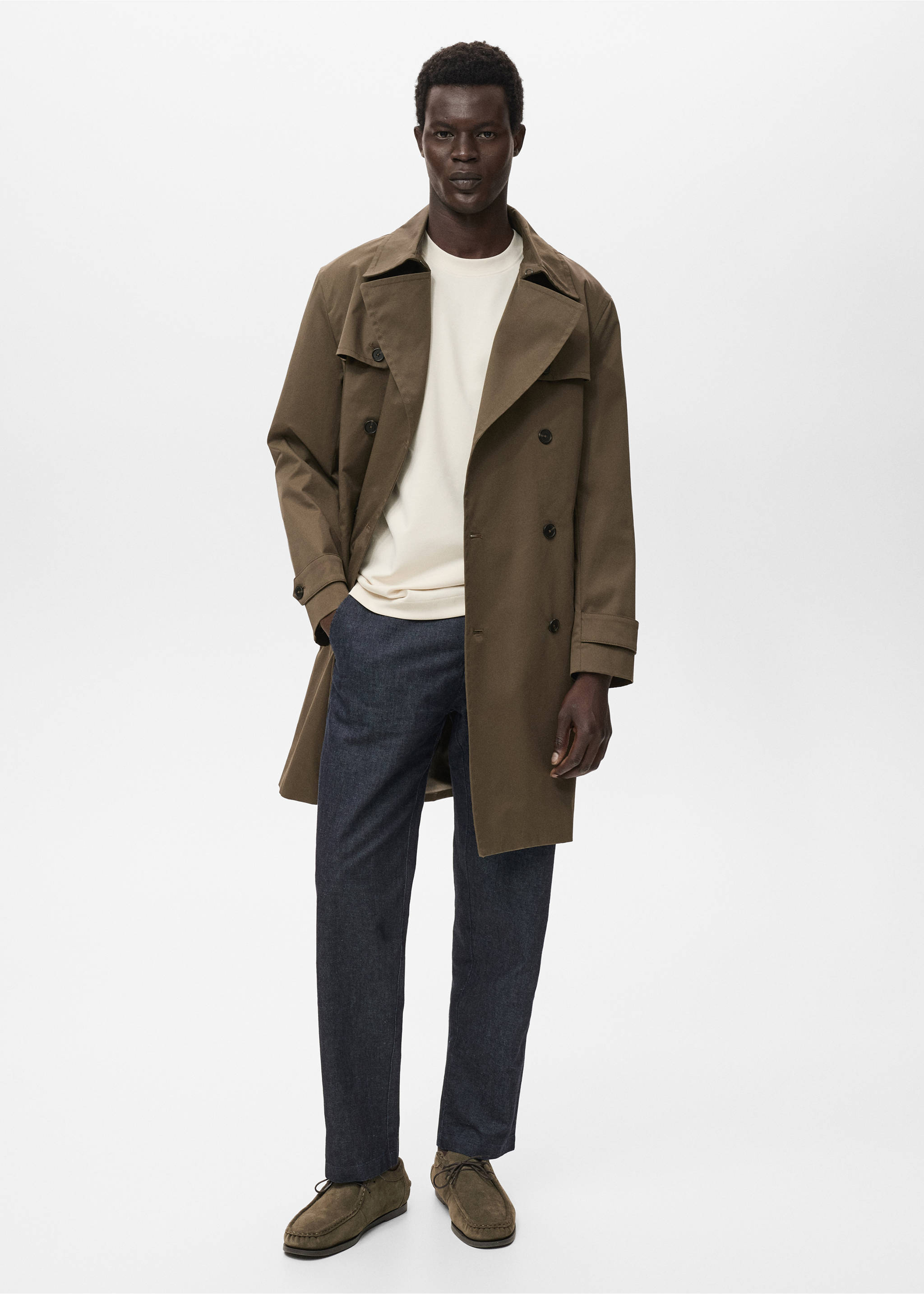 Water-repellent belted trench coat - General plane, Olive Green. Ref: 17015970-00.