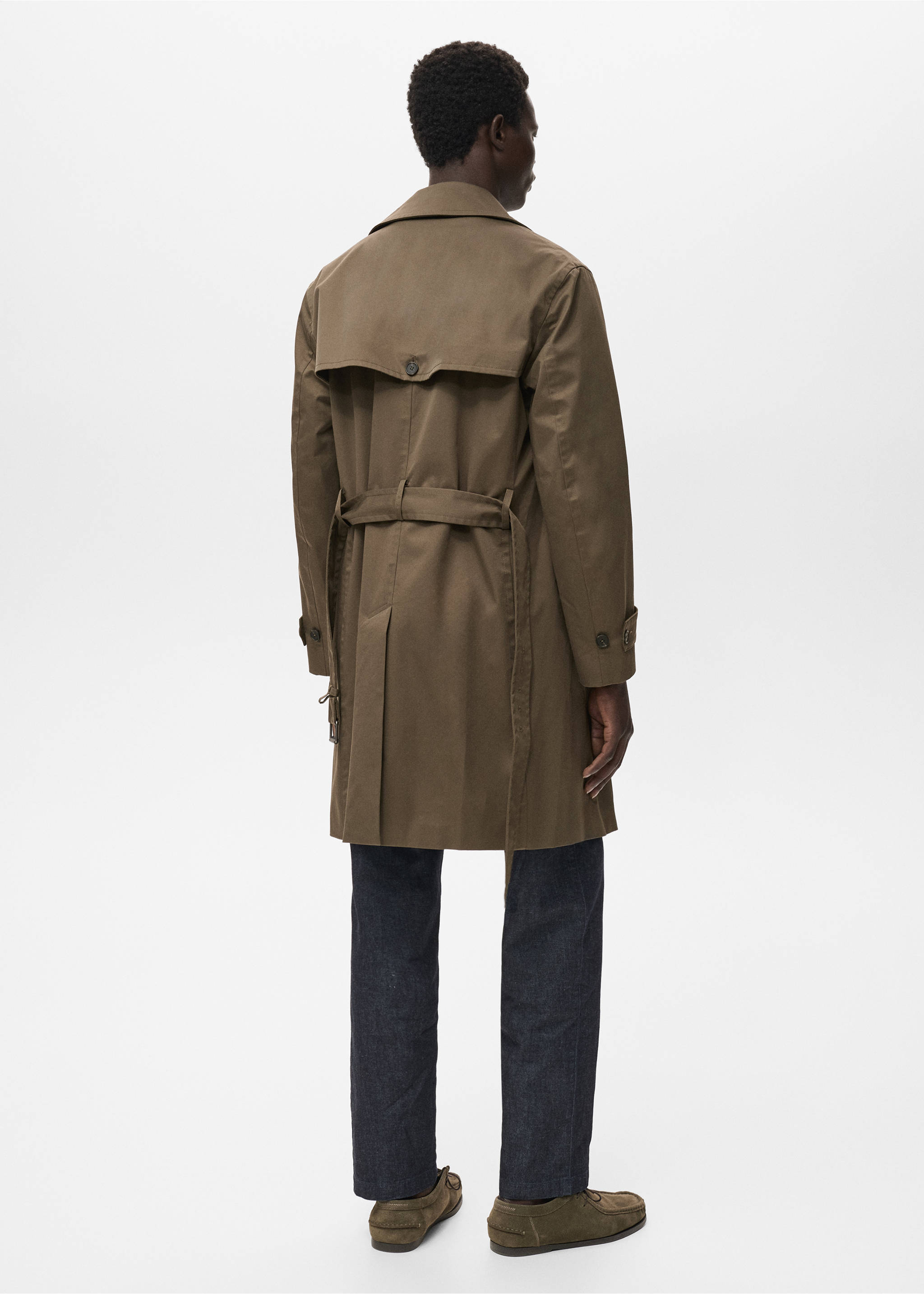 Water-repellent belted trench coat - Reverse of the article, Olive Green. Ref: 17015970-00.