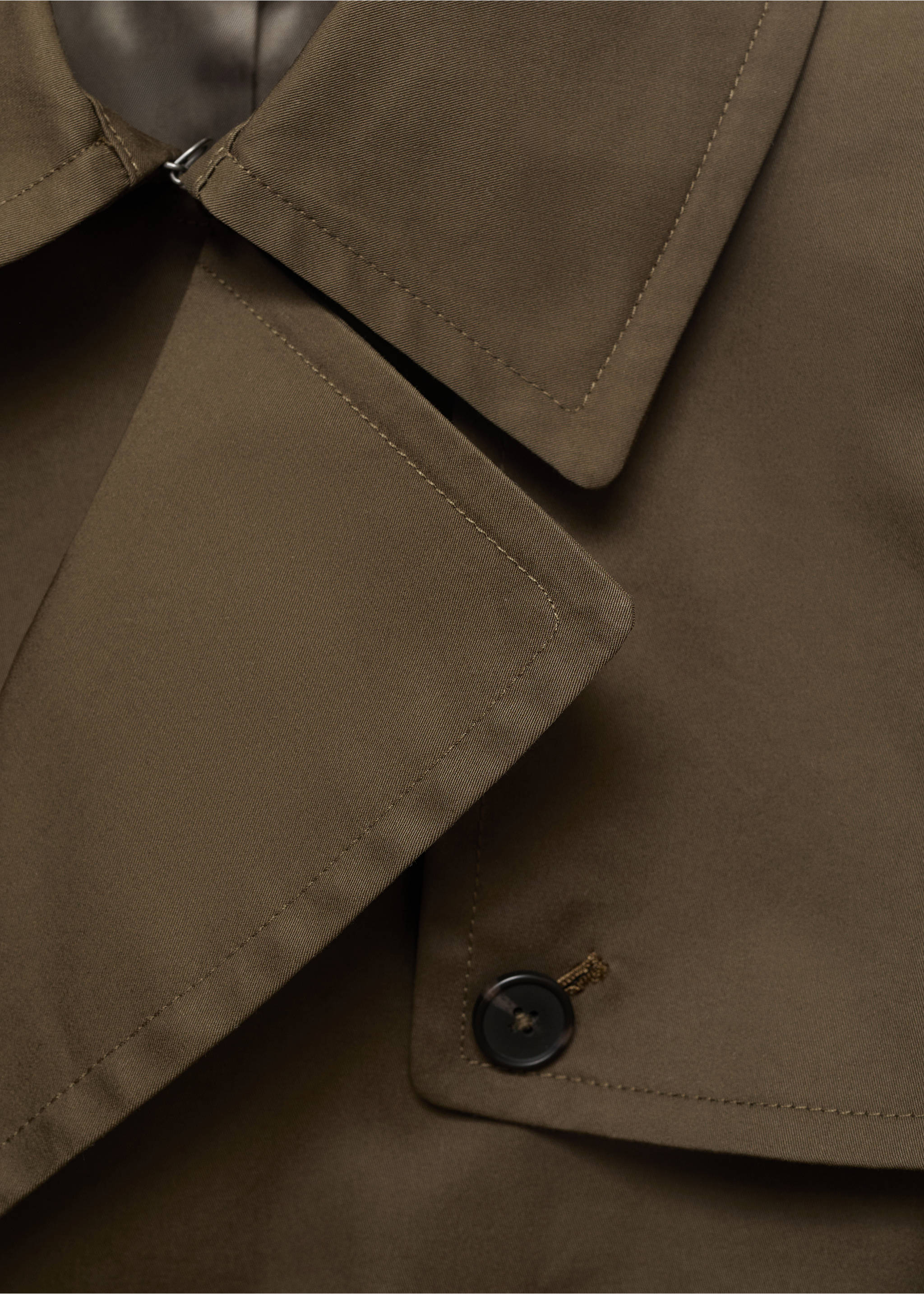 Water-repellent belted trench coat - Details of the article 8, Olive Green. Ref: 17015970-00.