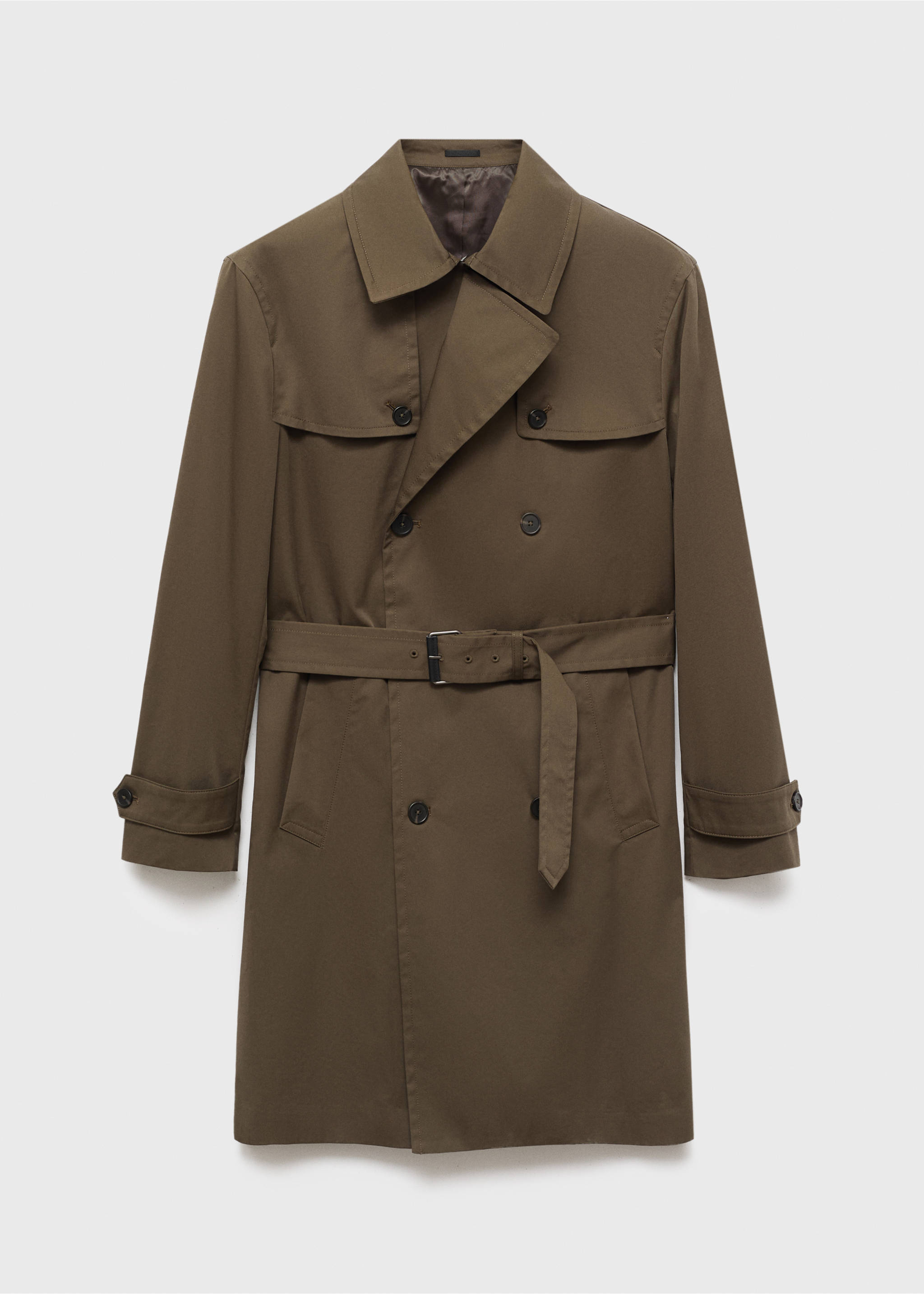 Water-repellent belted trench coat - Article without model, Olive Green. Ref: 17015970-00.