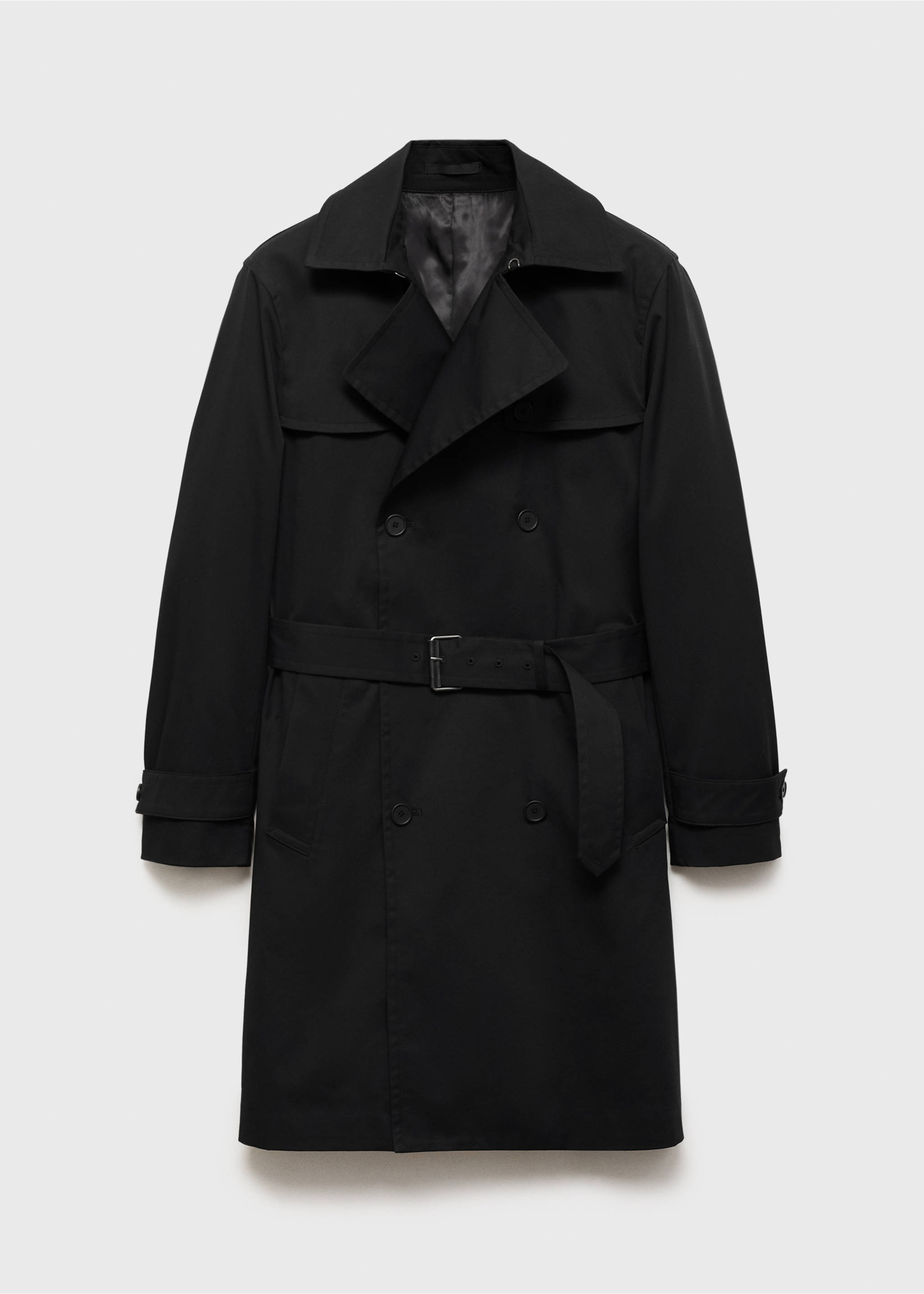 Water-repellent belted trench coat - Article without model, Black. Ref: 17015970-00.