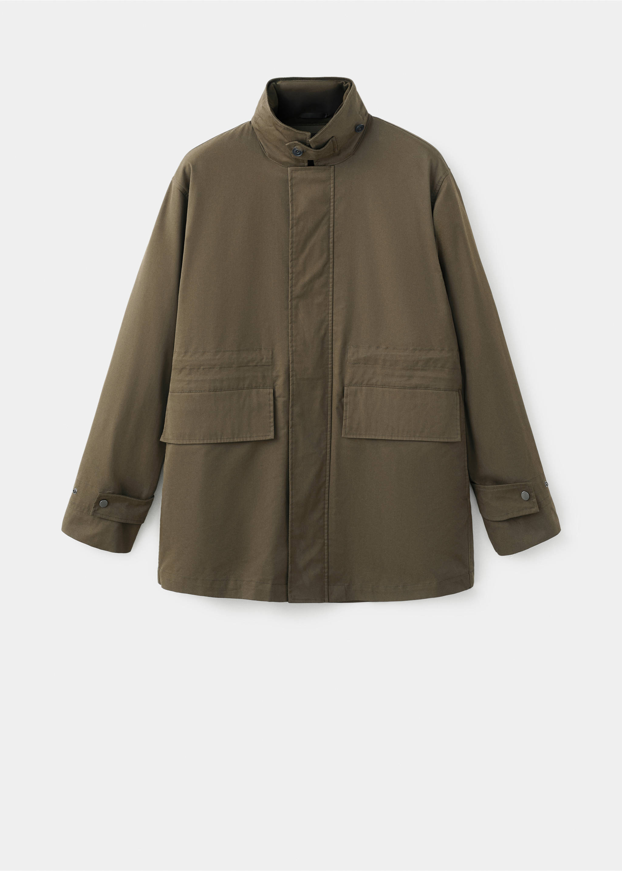 Water-repellent cotton parka with pockets - Article without model, Olive Green. Ref: 17015971-00.