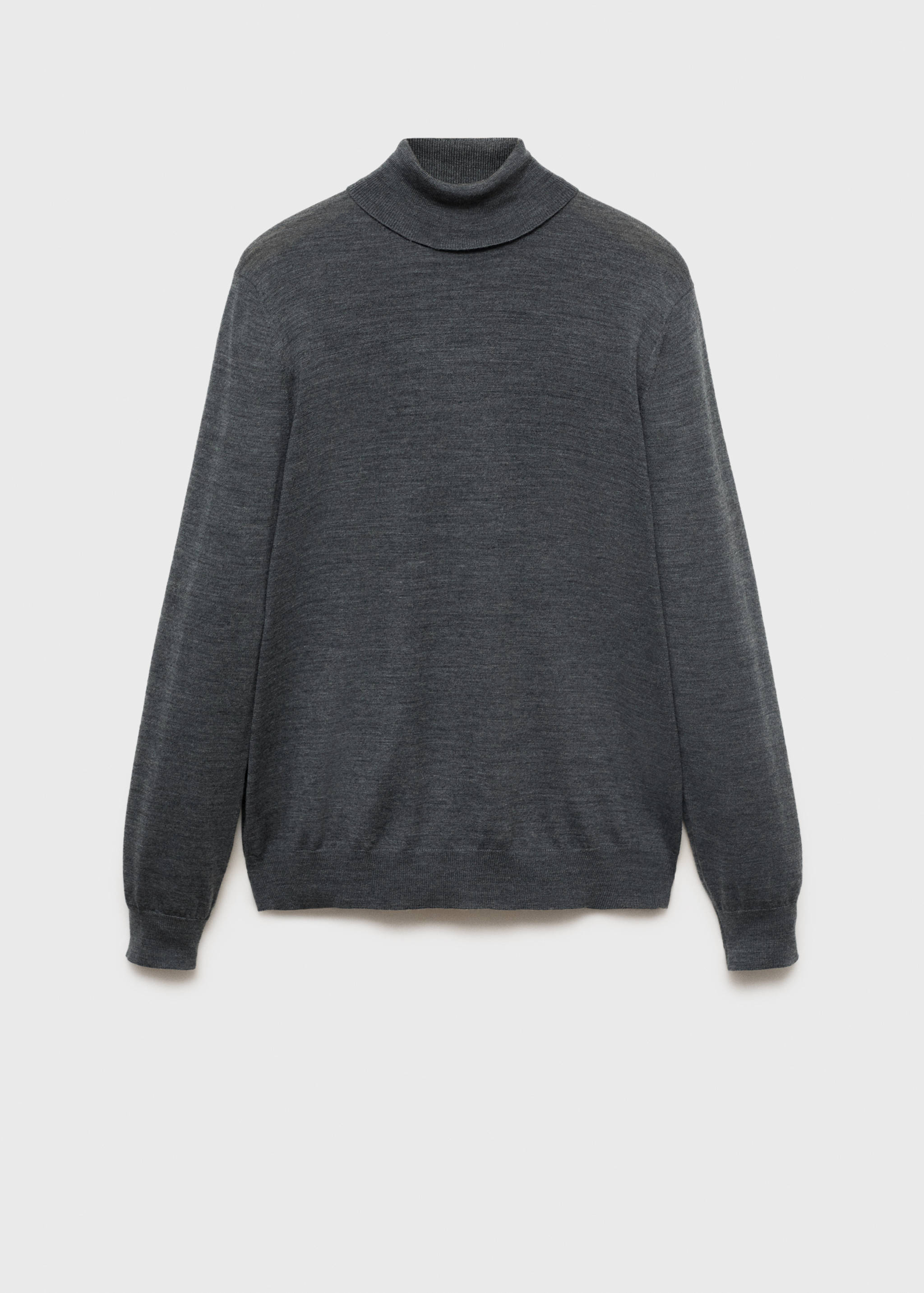 Dark grey roll-neck sweater in fine knit with ribbed cuffs and hem.