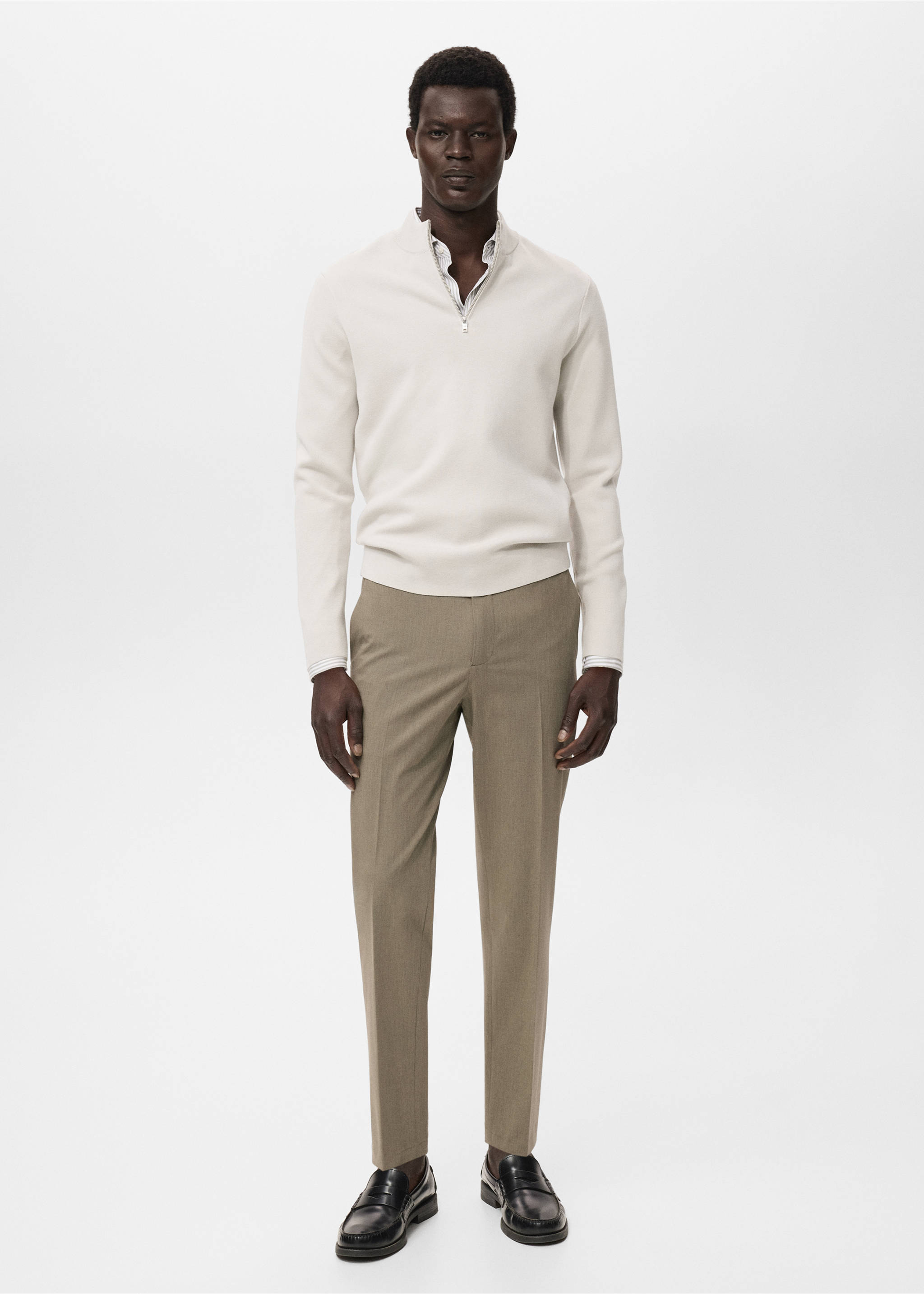 Úpletový svetr s výstřihem perkins - Celkový náhled, Světle/pastelově šedá. Ref: 17015974-00.