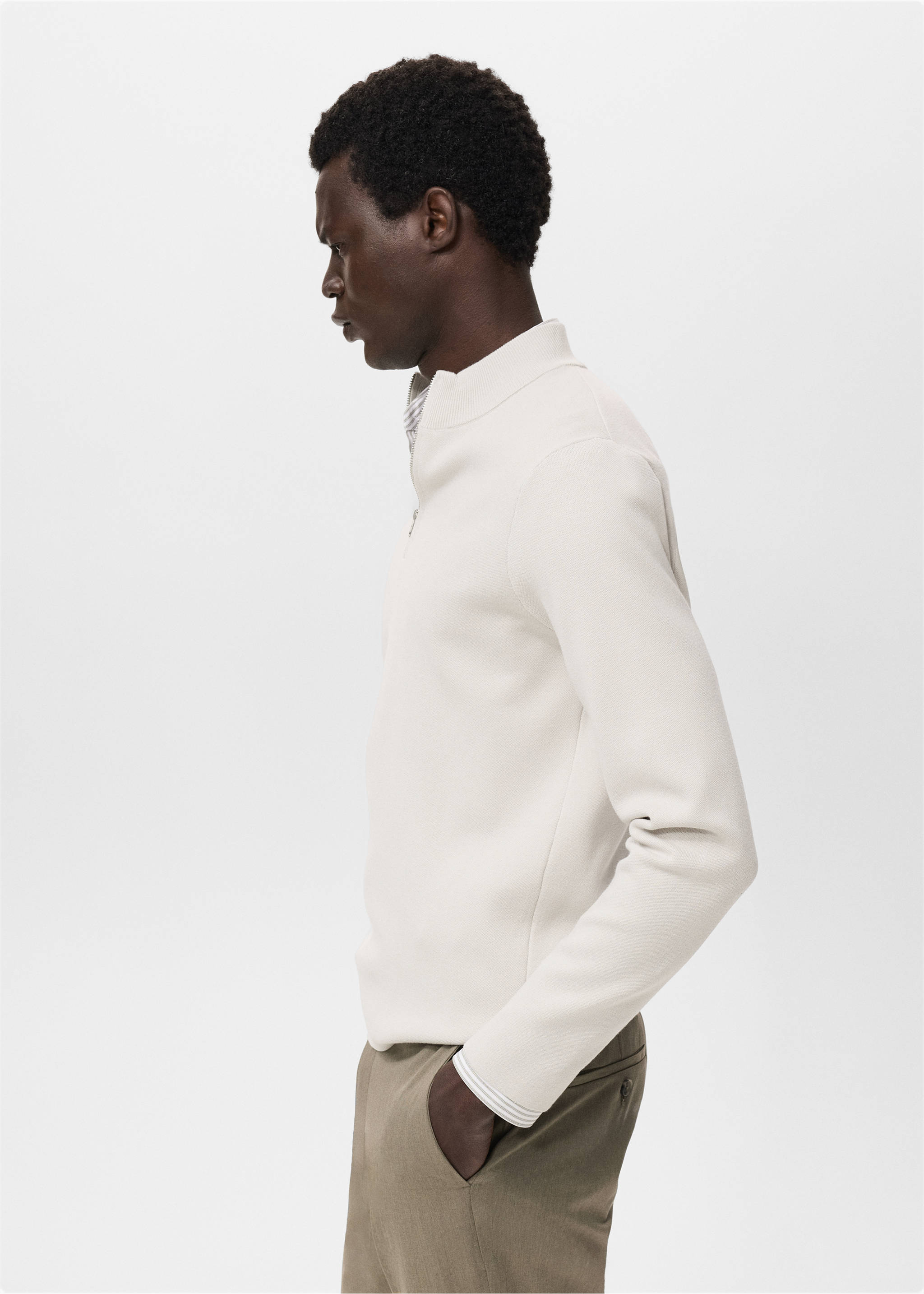 Úpletový svetr s výstřihem perkins - Detail zboží 2, Světle/pastelově šedá. Ref: 17015974-00.