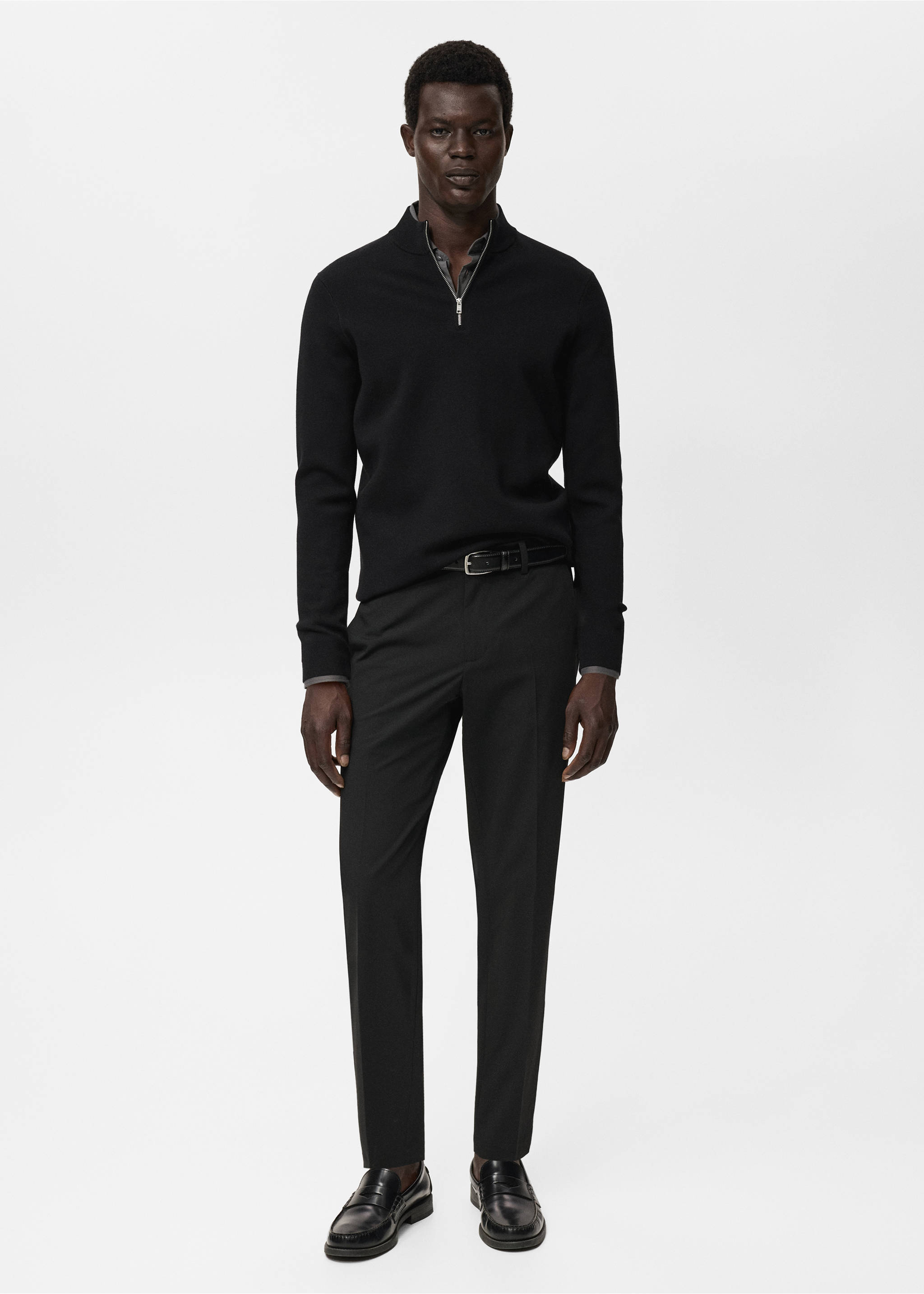 Úpletový svetr s výstřihem perkins - Celkový náhled, Černá. Ref: 17015974-00.