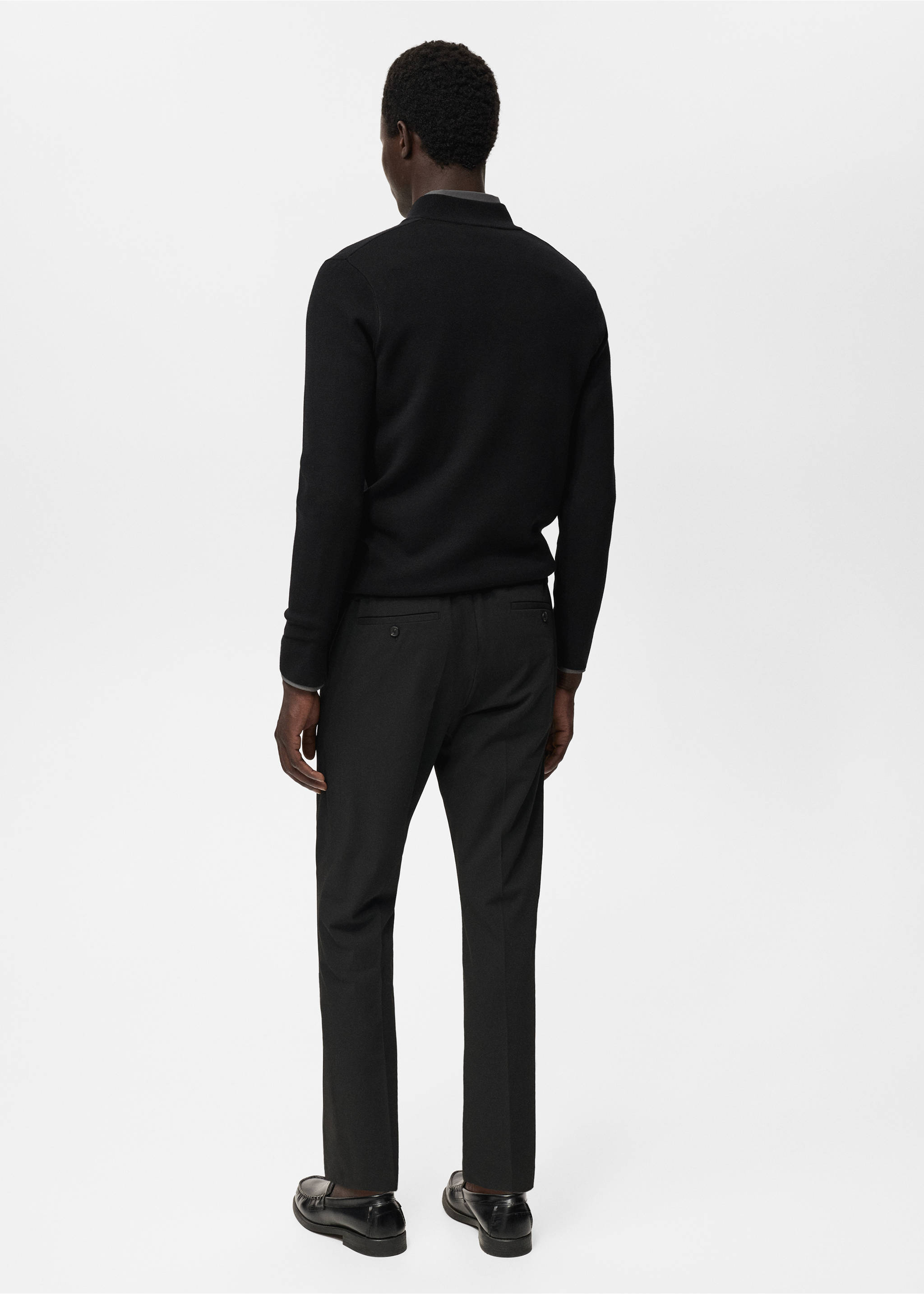 Úpletový svetr s výstřihem perkins - Zadní strana zboží, Černá. Ref: 17015974-00.