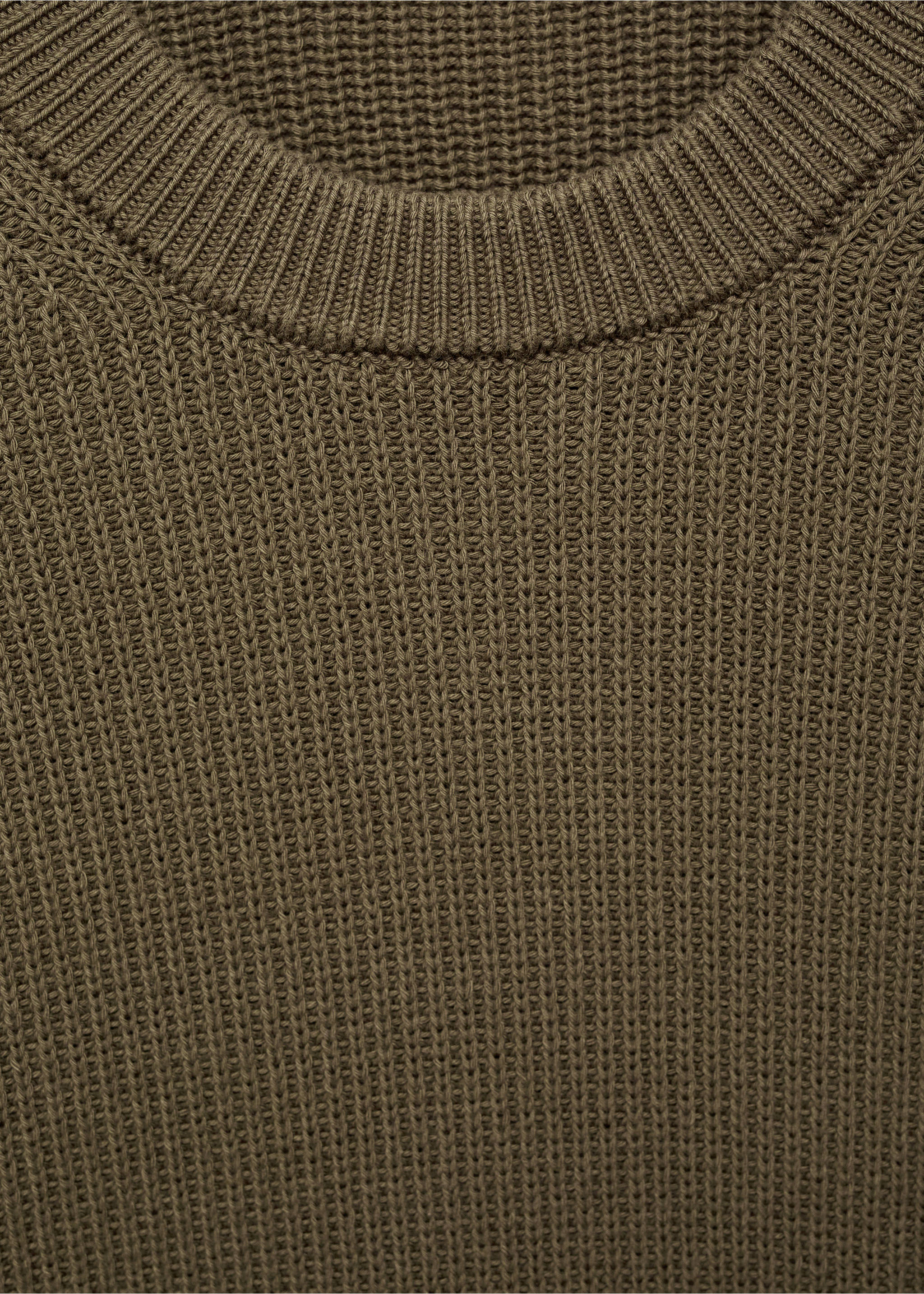 Fine rib-knit cotton sweater - Details of the article 8, Olive Green. Ref: 17015976-00.