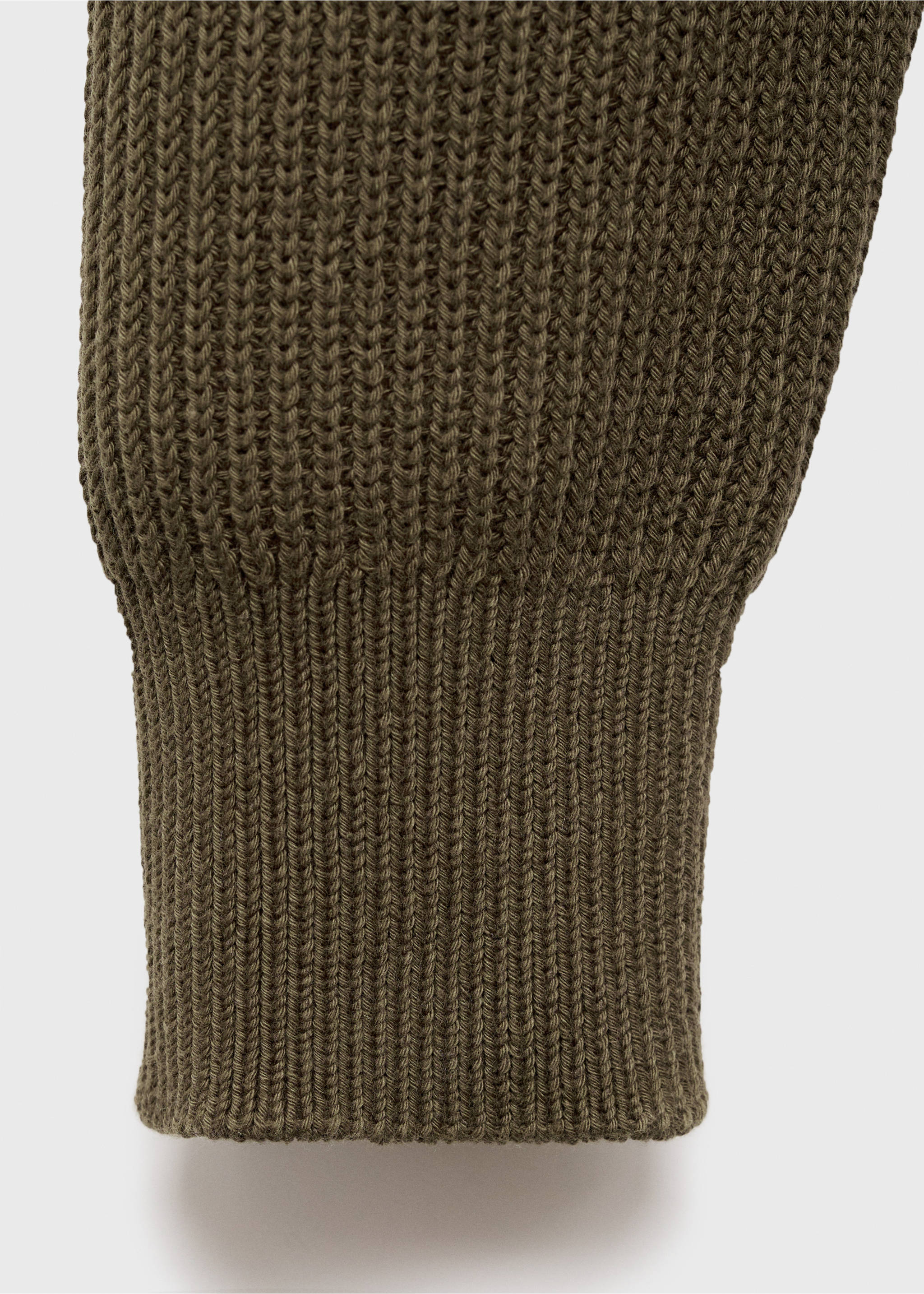 Fine rib-knit cotton sweater - Details of the article 0, Olive Green. Ref: 17015976-00.