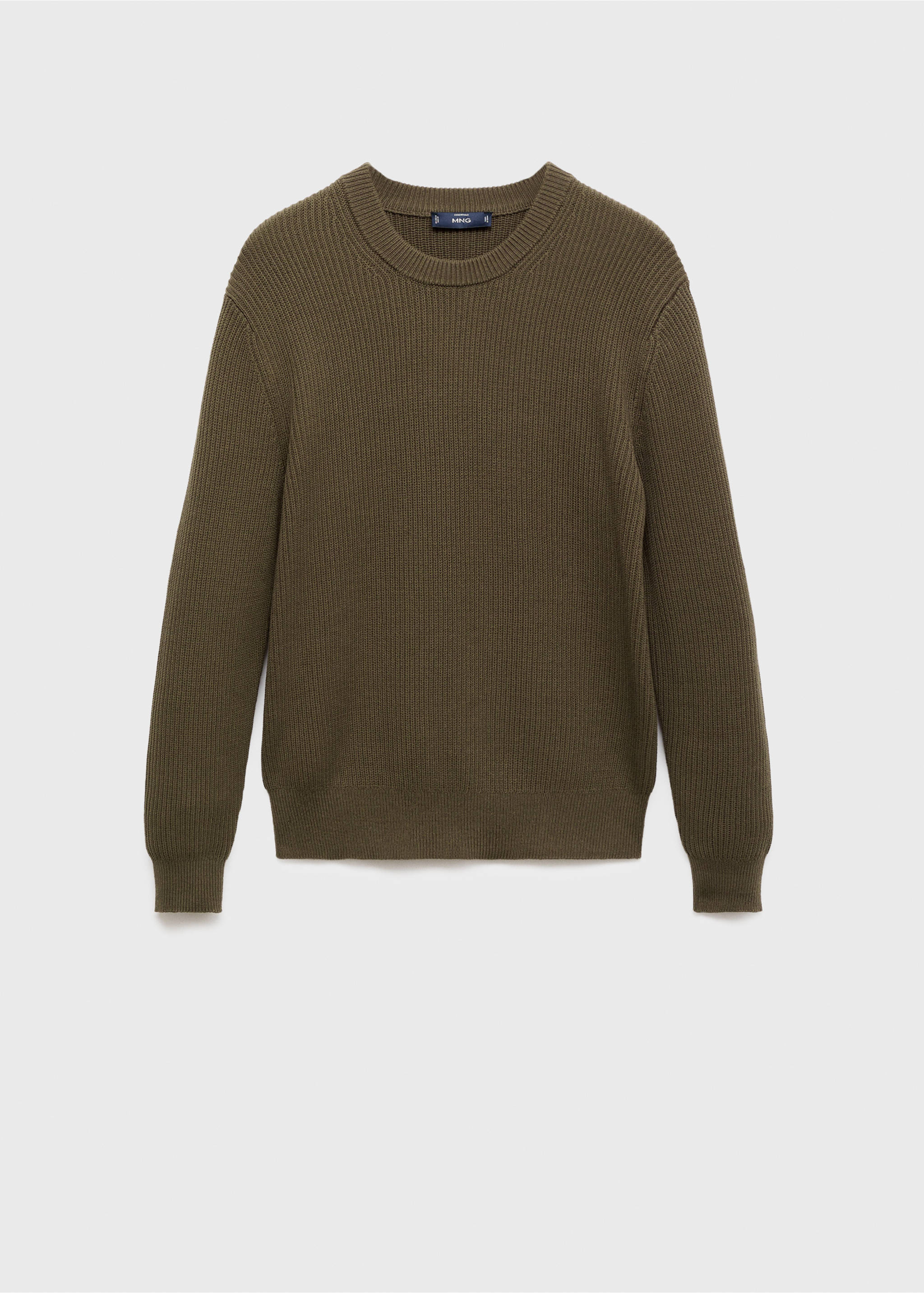 Fine rib-knit cotton sweater - Article without model, Olive Green. Ref: 17015976-00.