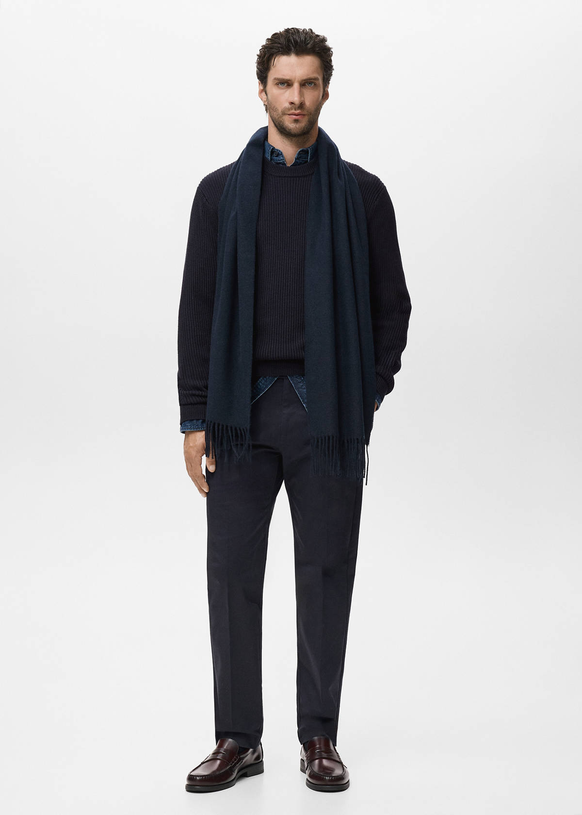 Fine rib-knit cotton sweater