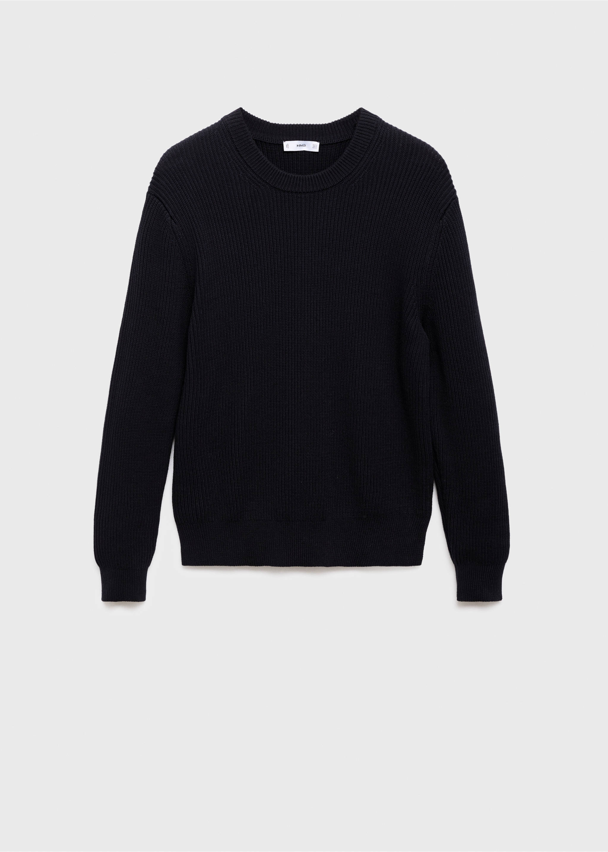 Fine rib-knit cotton sweater - Article without model, Navy. Ref: 17015976-00.