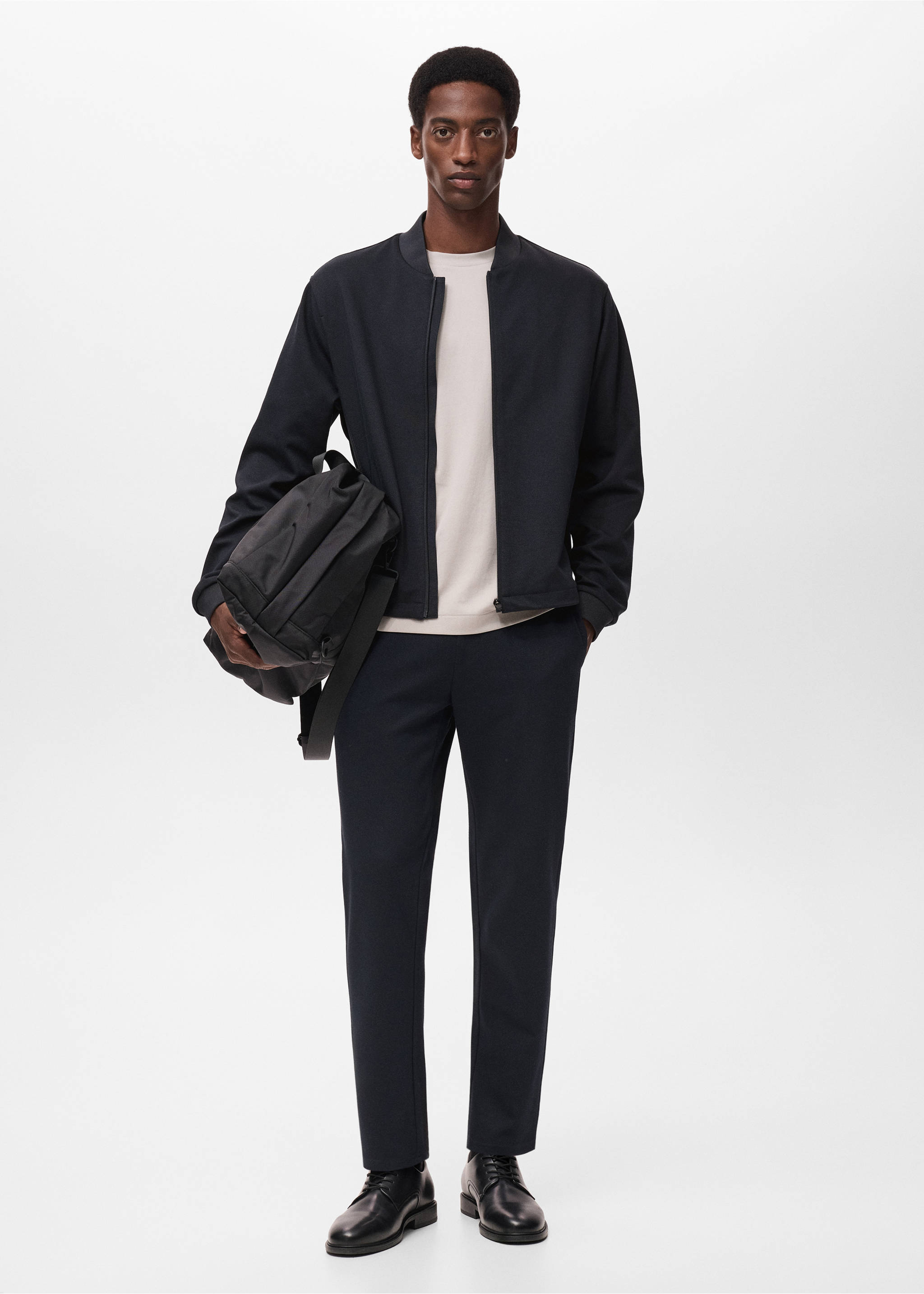 Sweat à zip comfort stretch - Plan général, Bleu marine. Ref: 17015977-00.