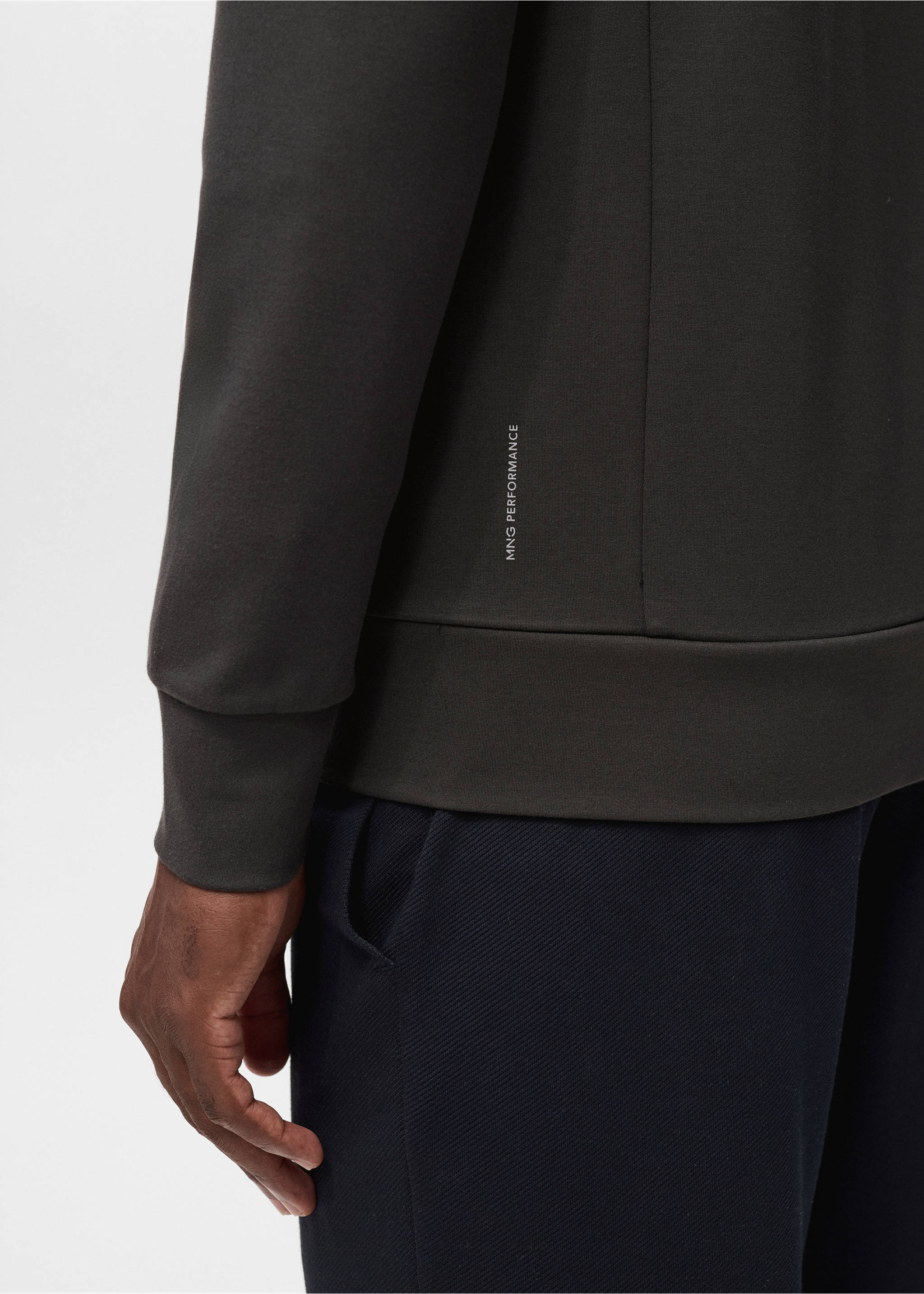 Regular-fit technical sweatshirt - Details of the article 3, Dark Green. Ref: 17015978-00.