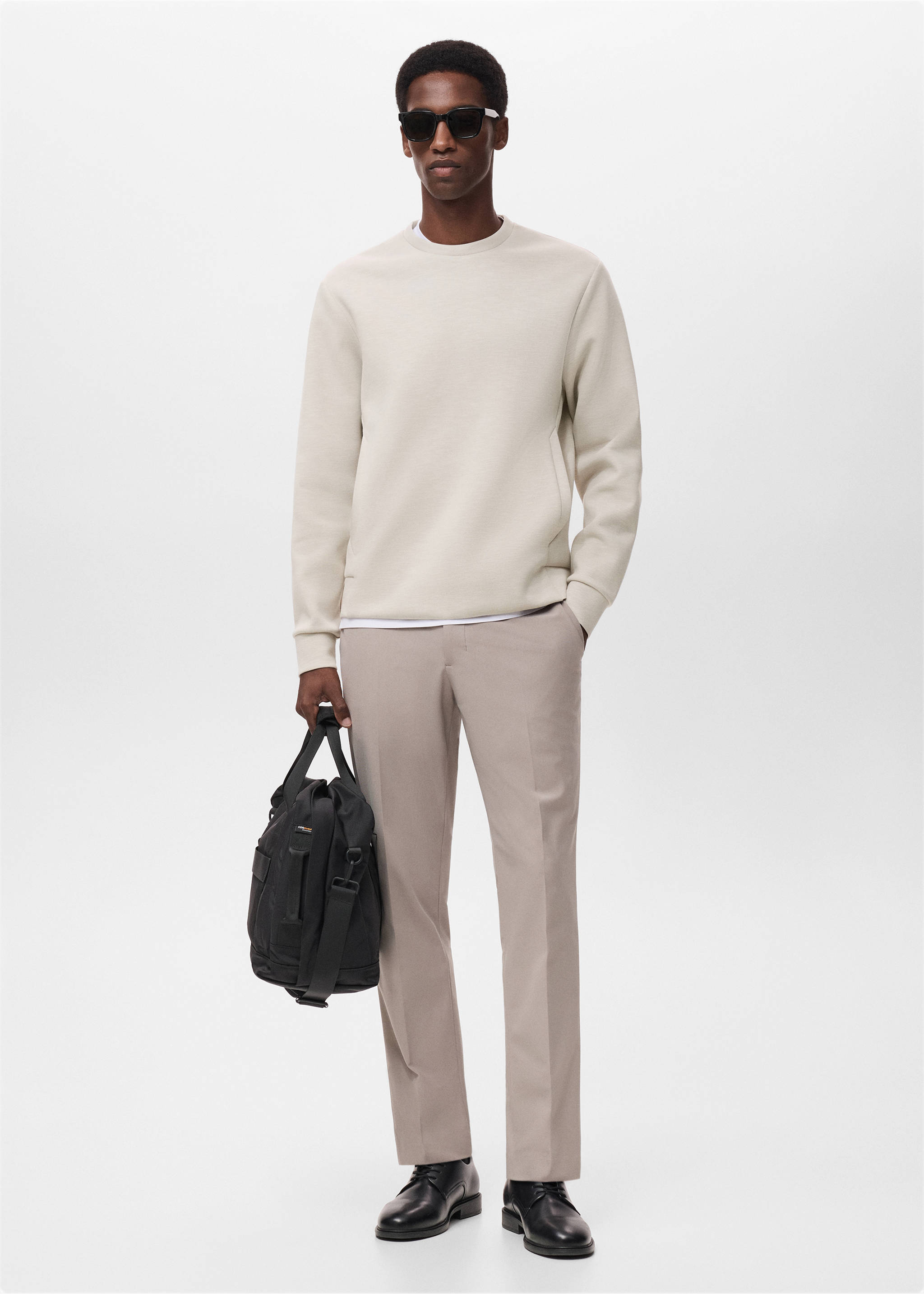 Pantalon slim-fit comfort stretch cordon Thermolite® - Plan général, Gris glacé. Ref: 17015980-00.