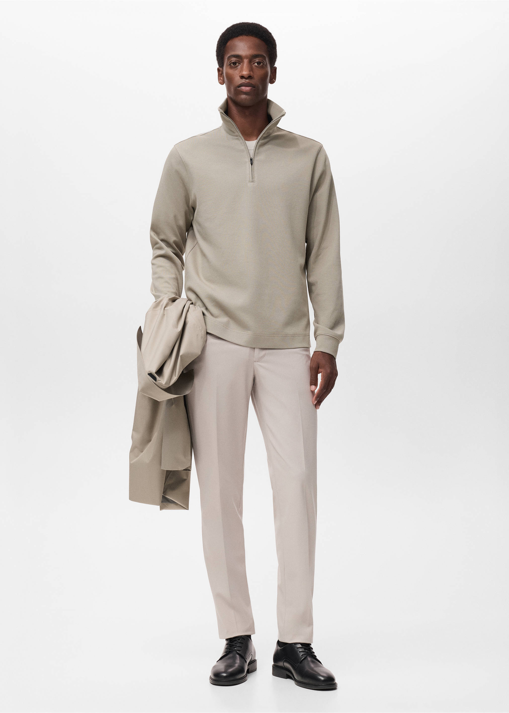 Sweat technique zip regular fit - Plan général, Gris clair/pastel. Ref: 17015981-00.