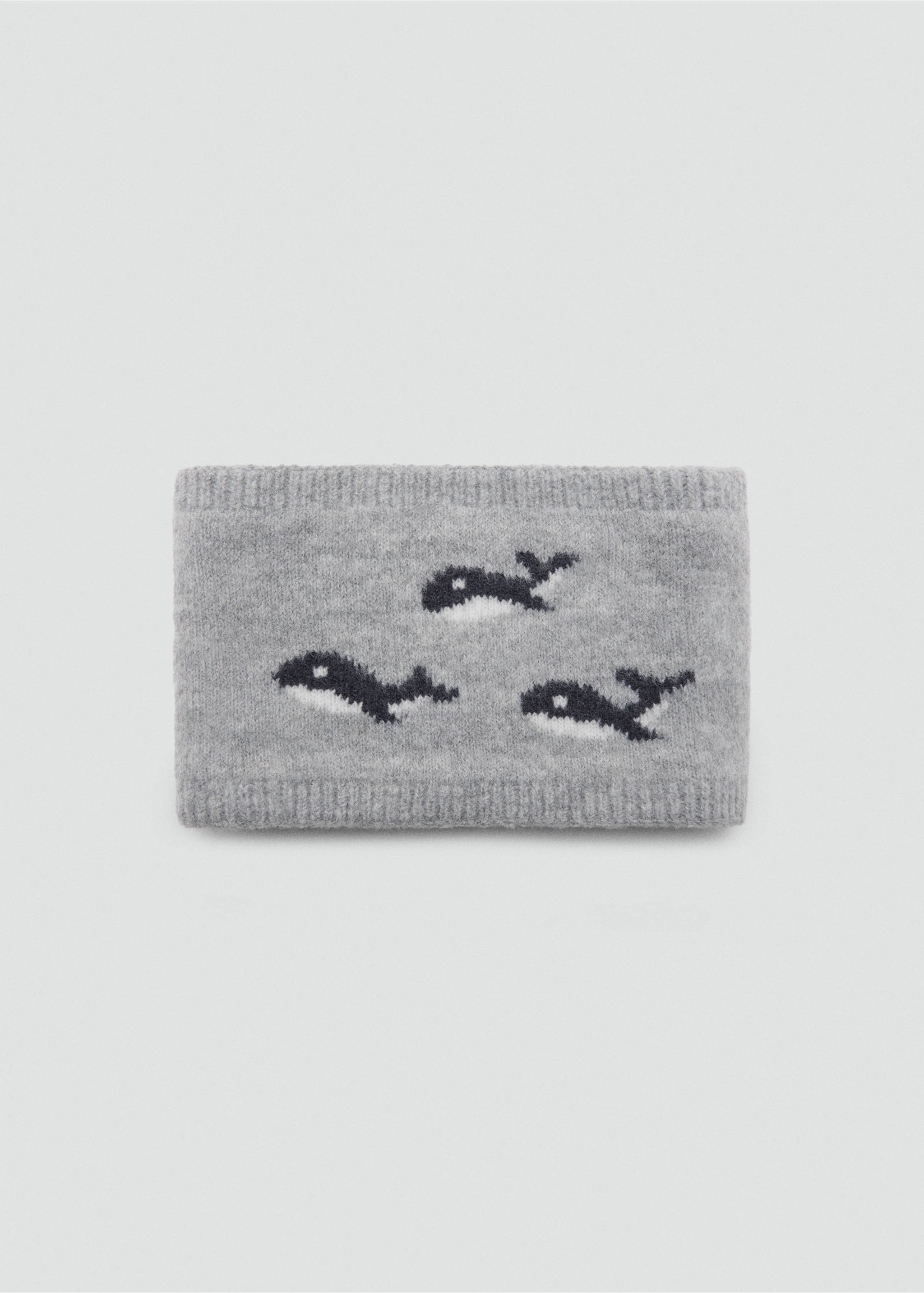 Knitted scarf with whale - Article without model, Grey. Ref: 17015988-00.