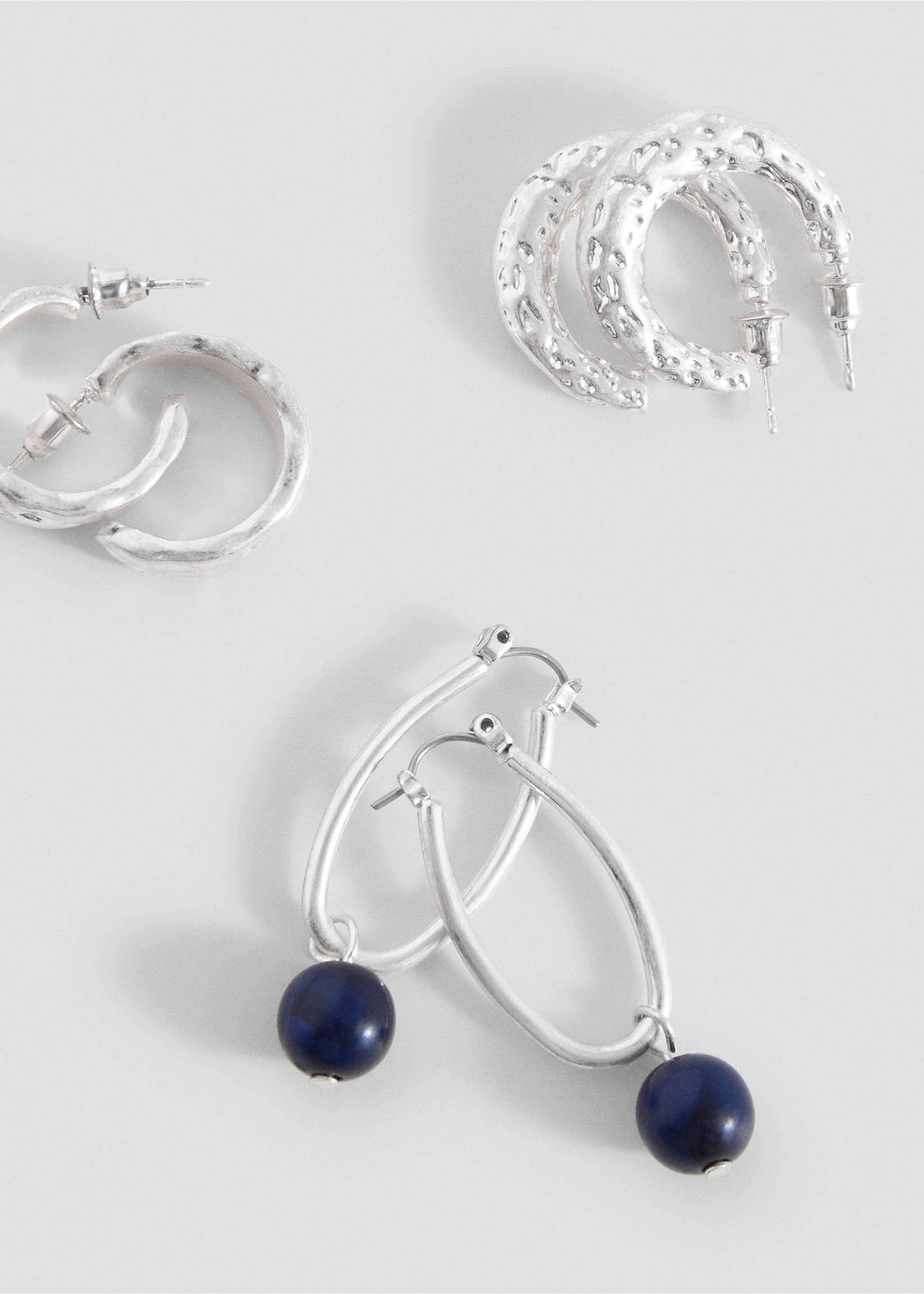 Pack of 3 combined earrings - Medium plane, Silver. Ref: 17015995-00.