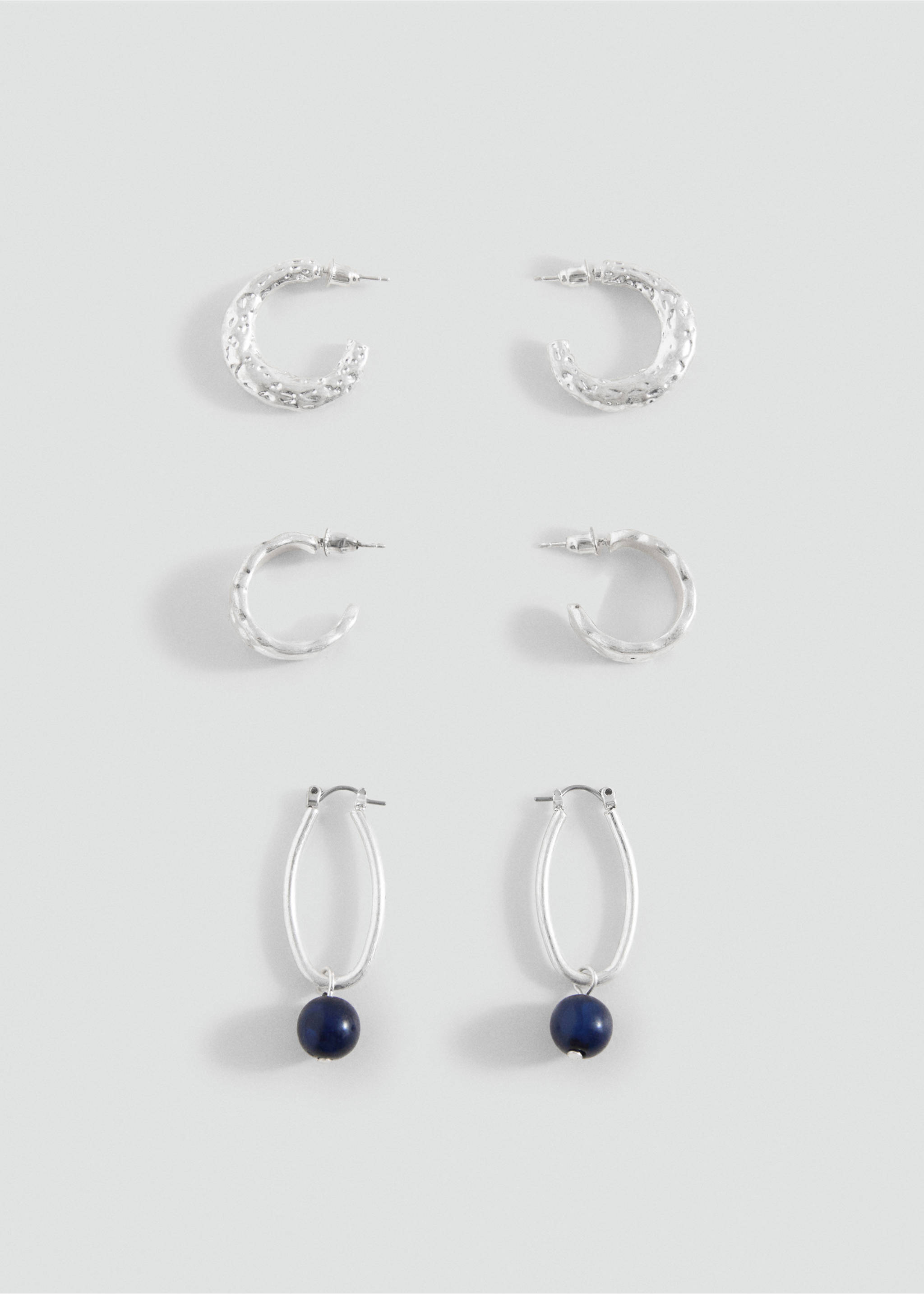 Pack of 3 combined earrings - Article without model, Silver. Ref: 17015995-00.