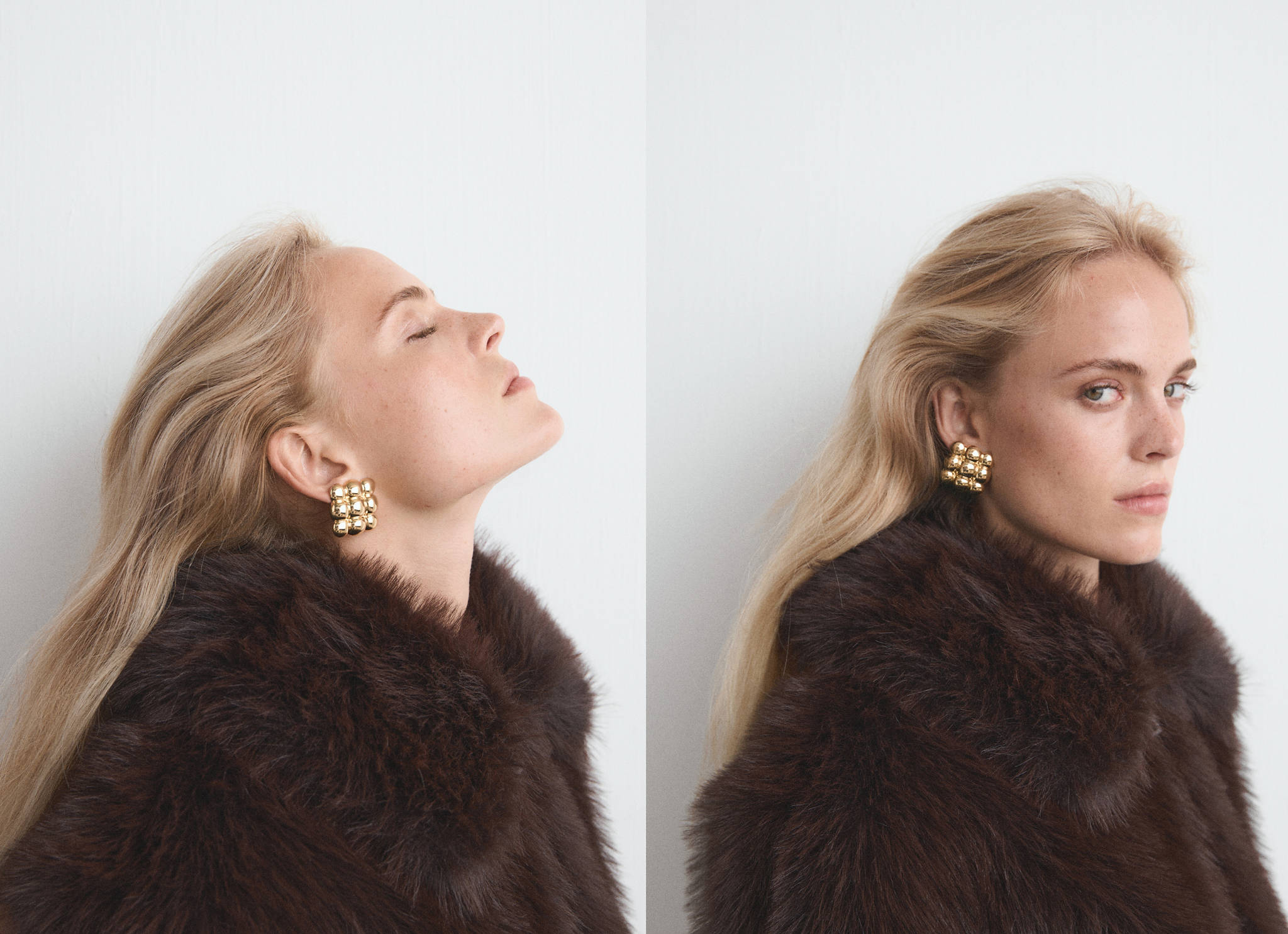 Embossed square earrings - Panoramic plane