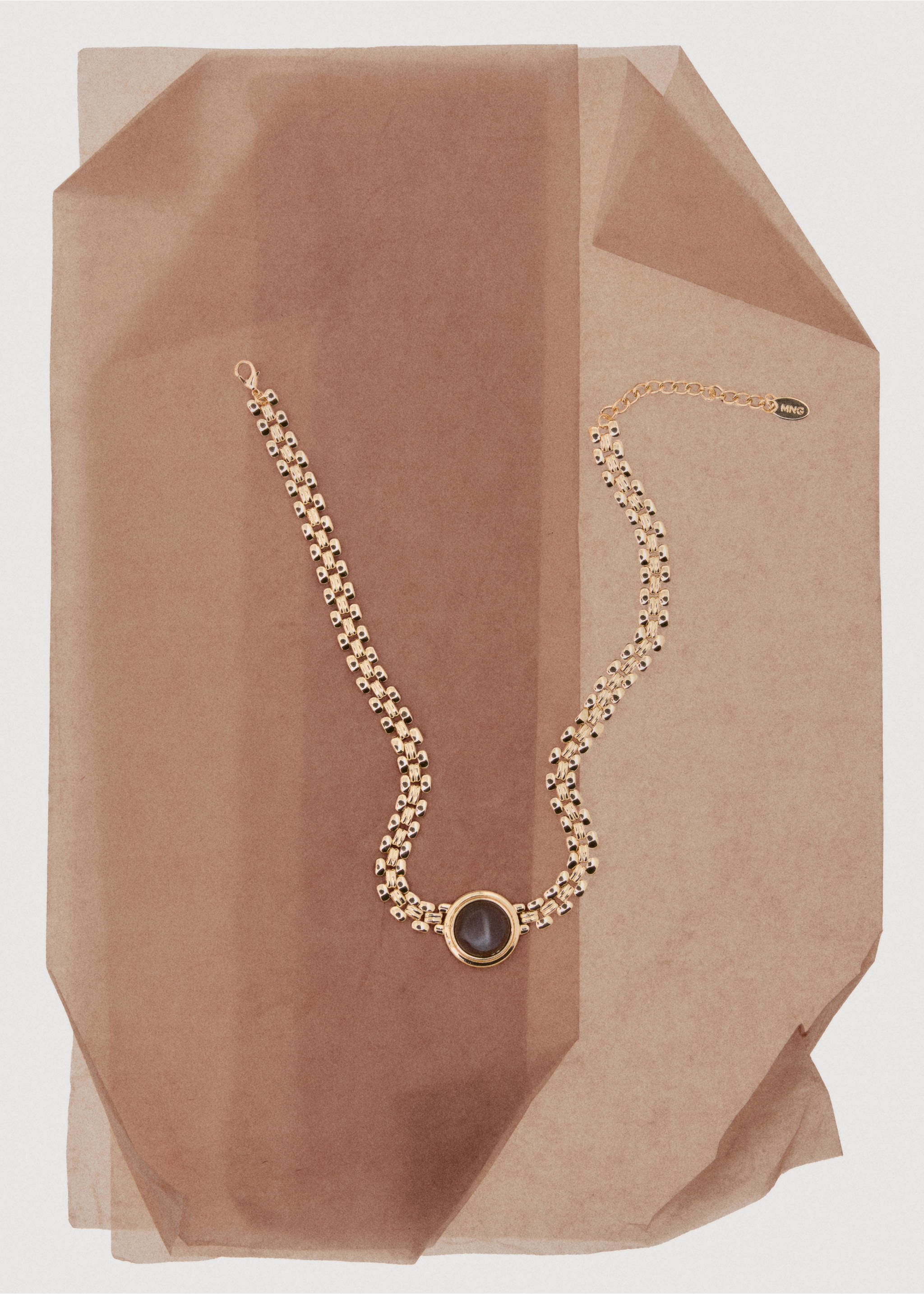 Resin appliqué necklace - Details of the article 7, Gold. Ref: 17016003-00.