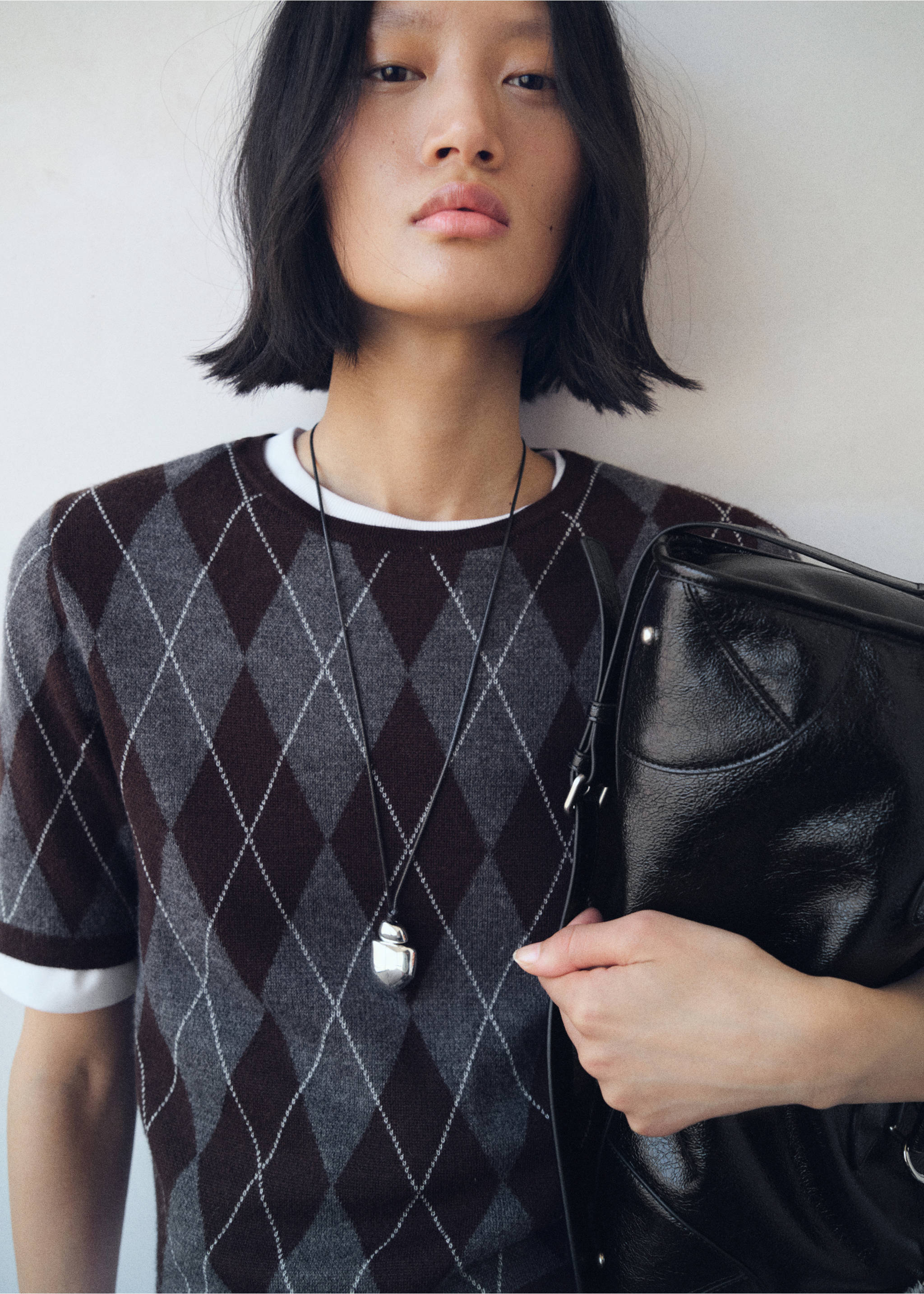 Collar cordón colgante metálico - Plano general, Plata. Ref: 17016004-00.