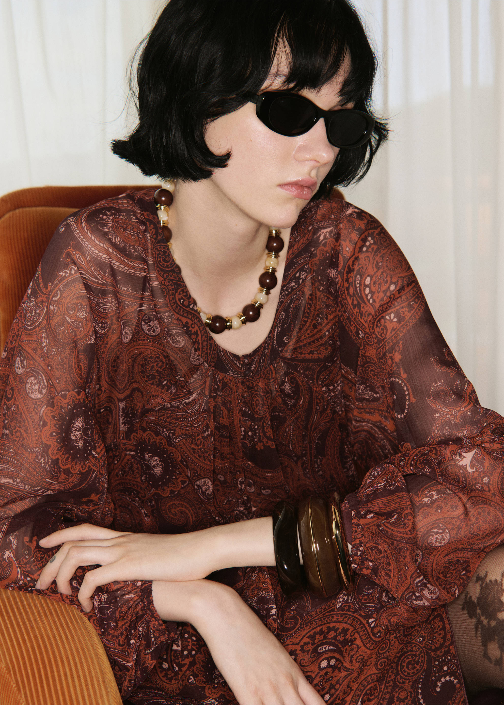 Collar bolas combinado - Plano general, Marrón. Ref: 17016005-00.