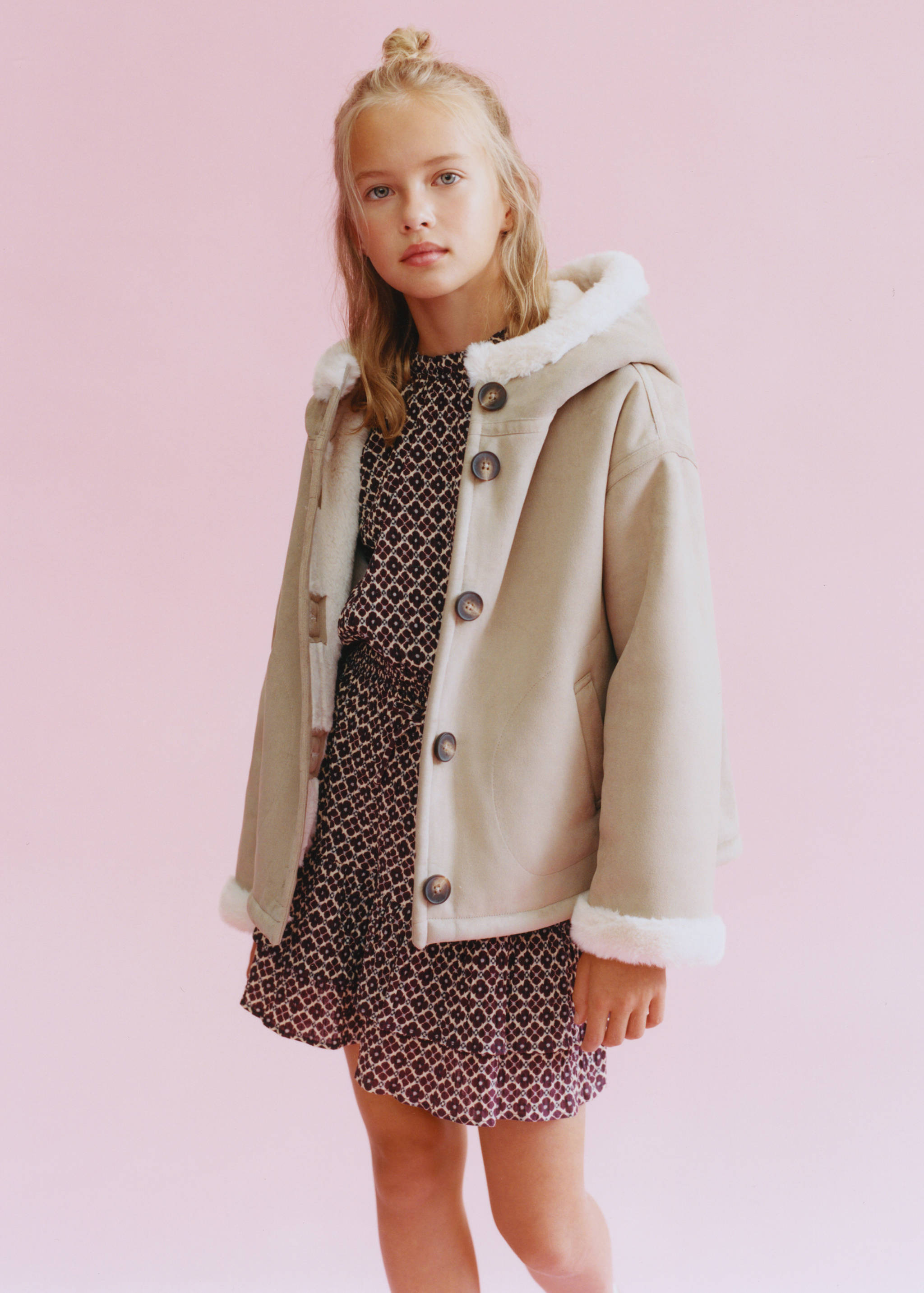 Fur and suede-effect coat - Details of the article 3