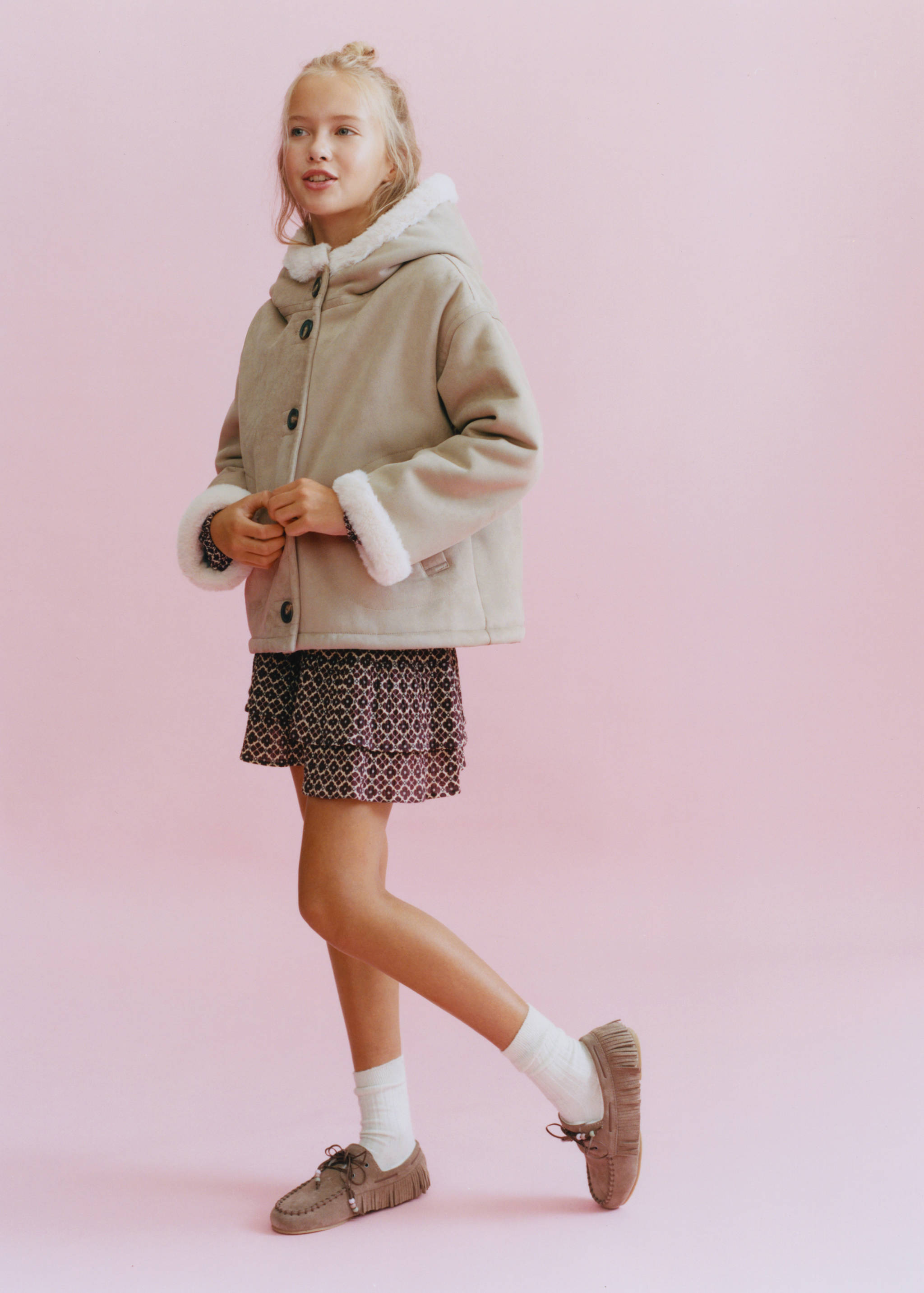 Fur and suede-effect coat - Details of the article 5
