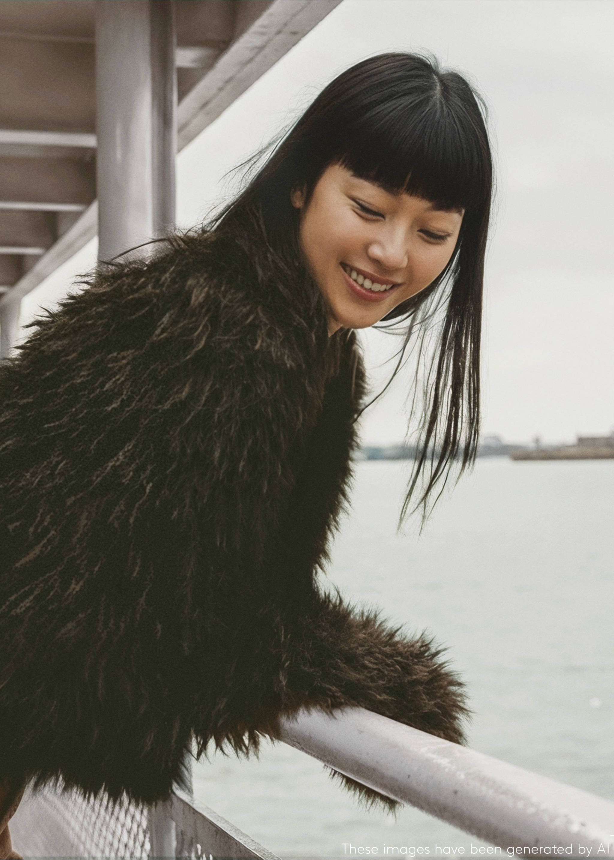 Short faux-fur coat - Details of the article 5, Brown. Ref: 17016337-00.