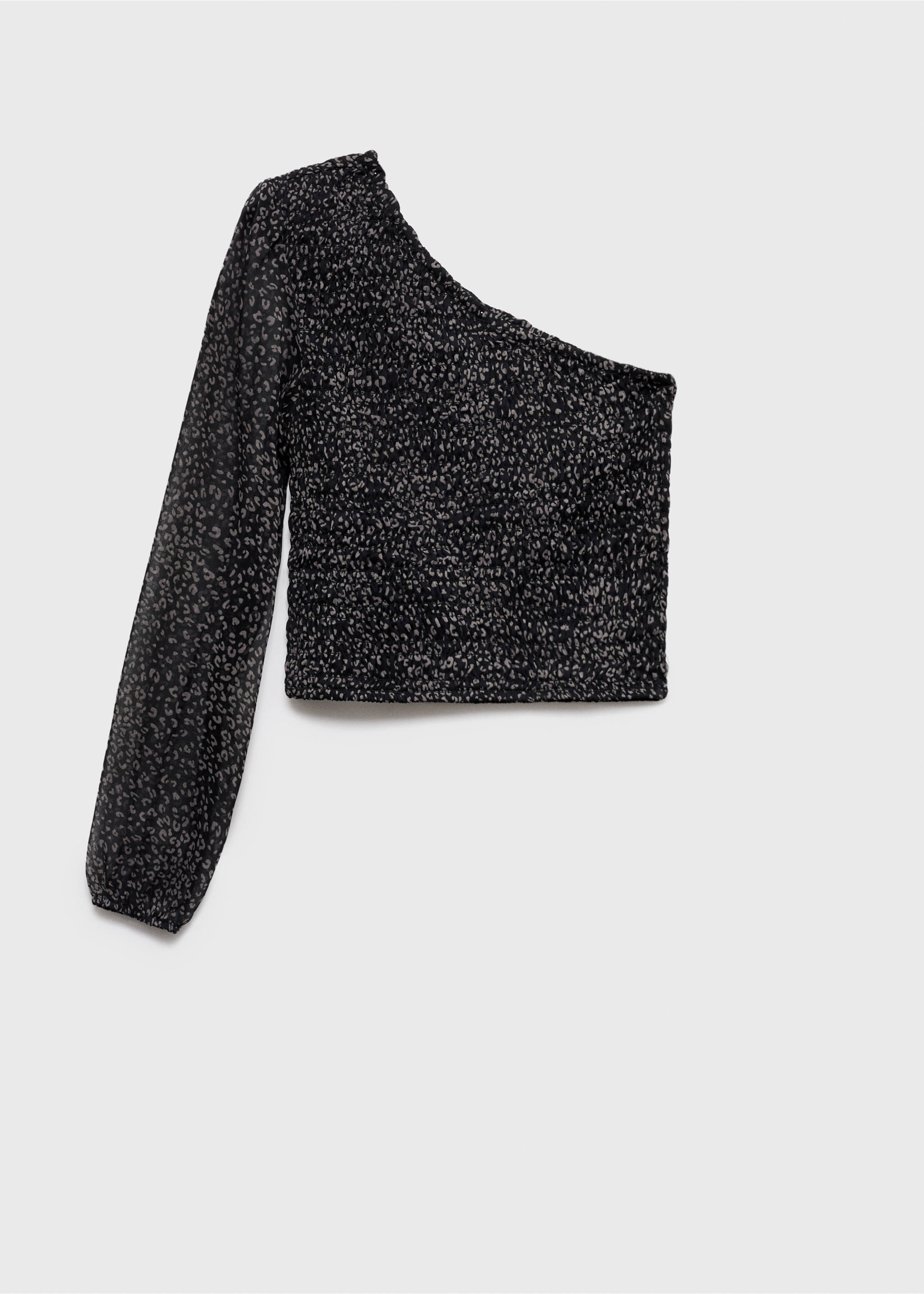 Asymmetrische Leopardenbluse - Artikel ohne Model, Schwarz. Ref: 17016338-00.