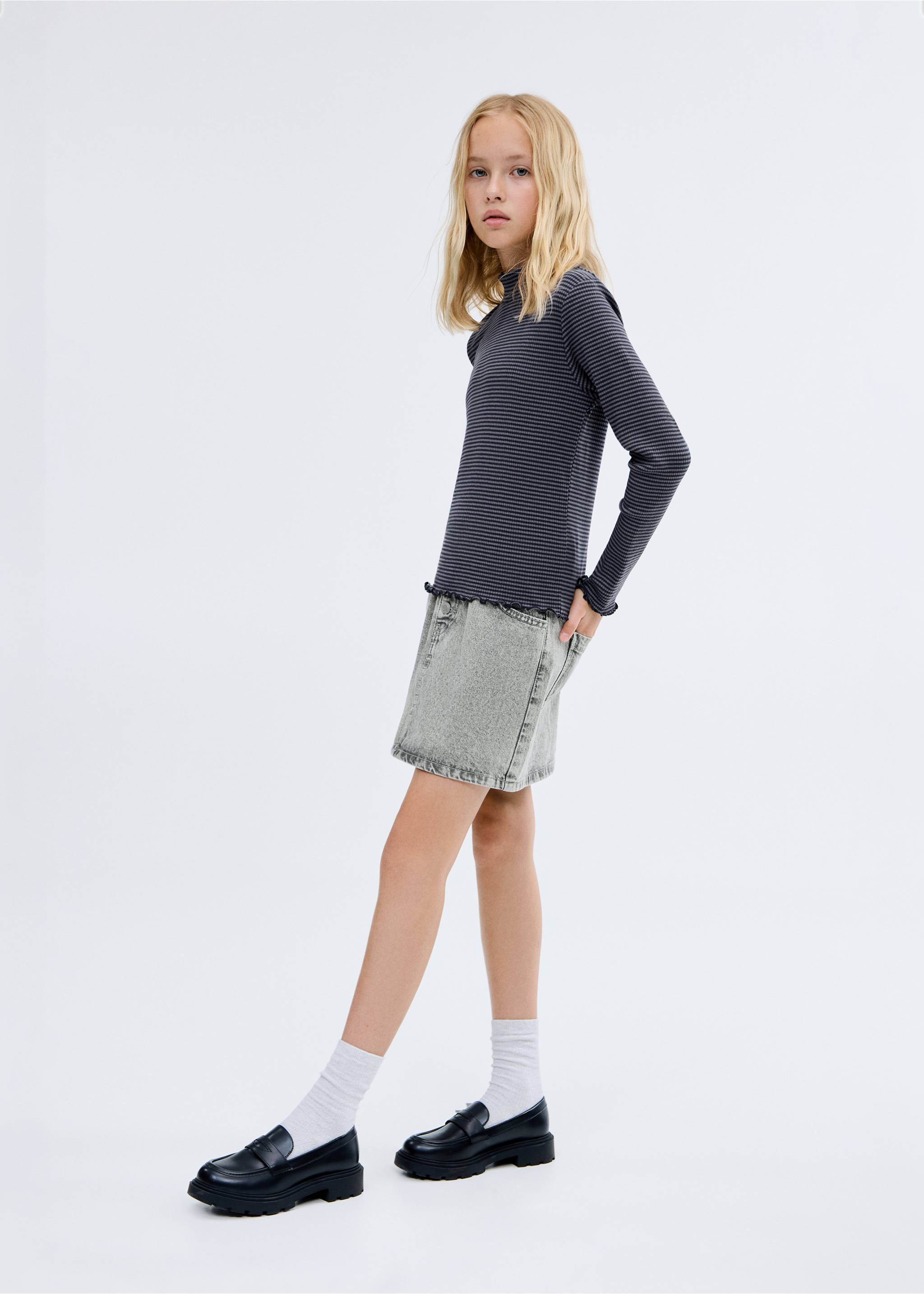 Scalloped hem striped t-shirt - General plane, Navy. Ref: 17016339-00.