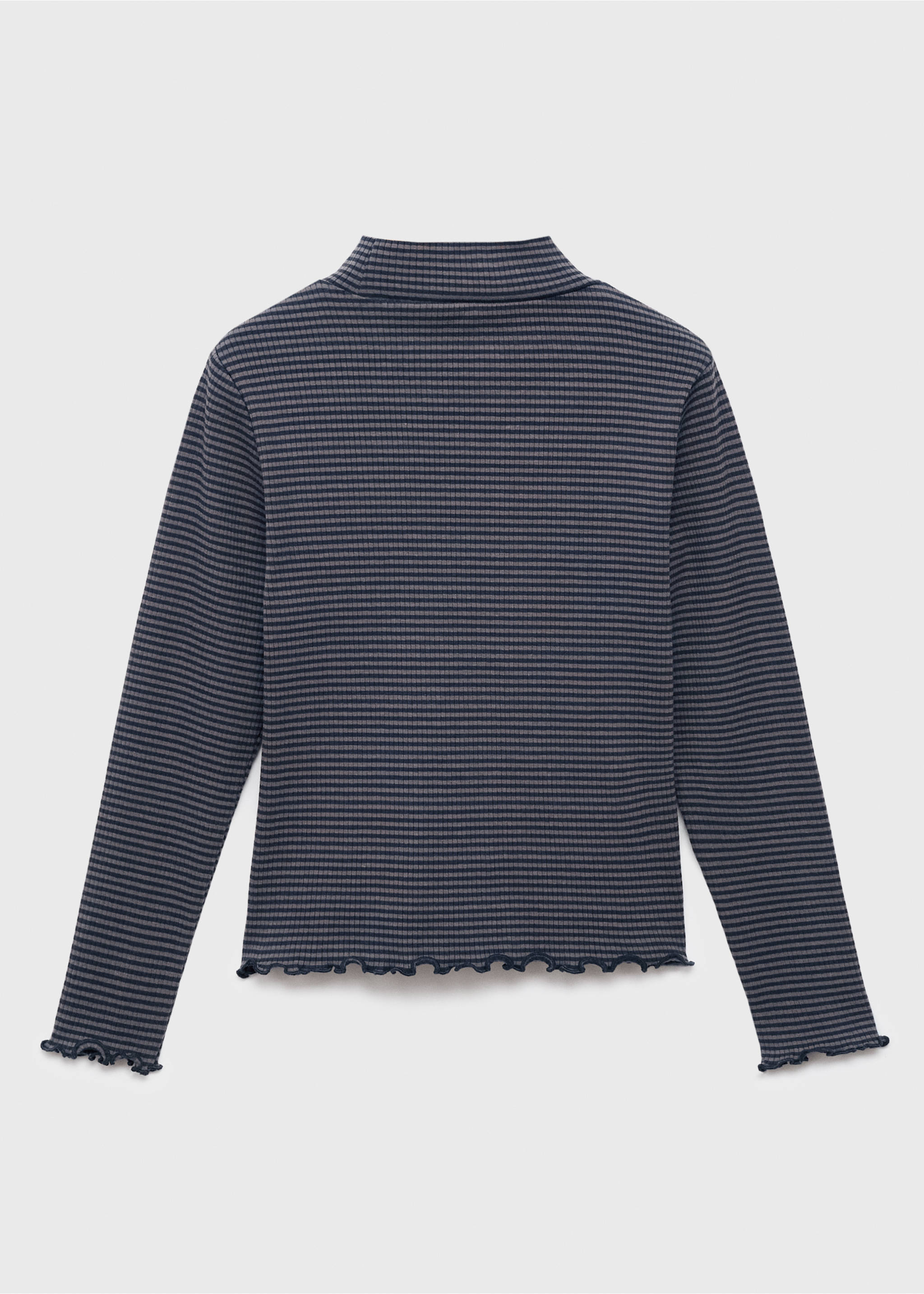 Scalloped hem striped t-shirt - Reverse of the article, Navy. Ref: 17016339-00.