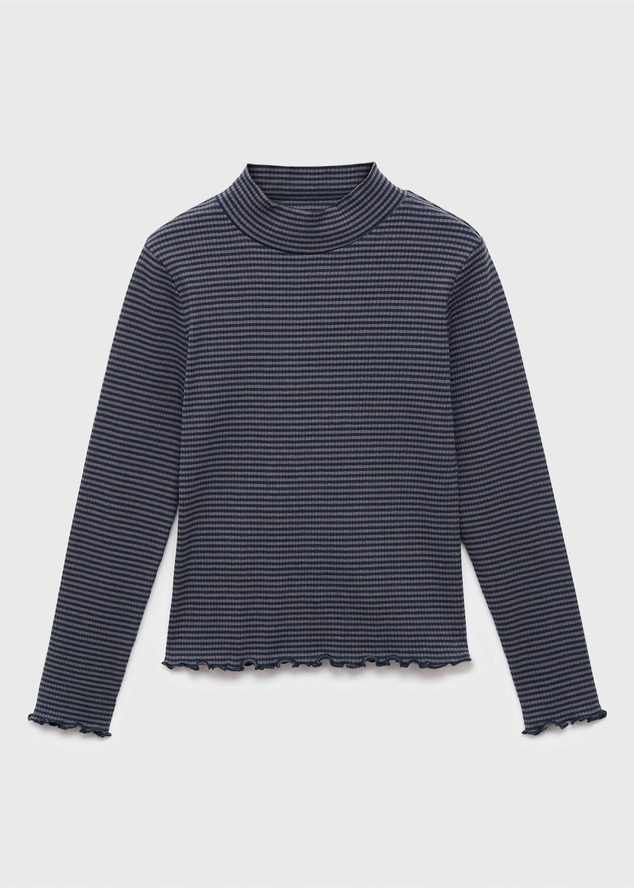 Scalloped hem striped t-shirt - Article without model, Navy. Ref: 17016339-00.
