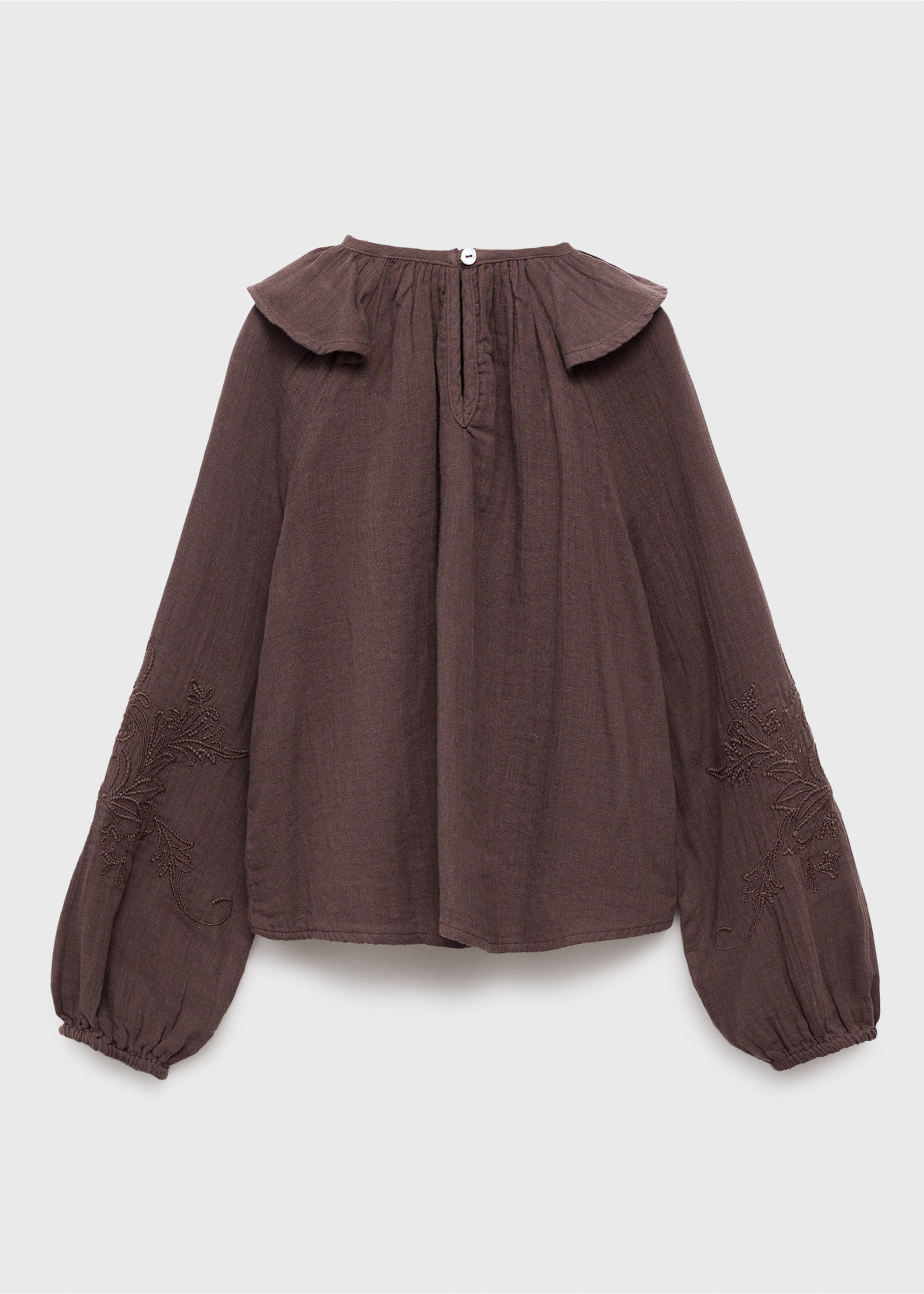 Ruffled embroidered blouse - Reverse of the article, Brown. Ref: 17016340-00.
