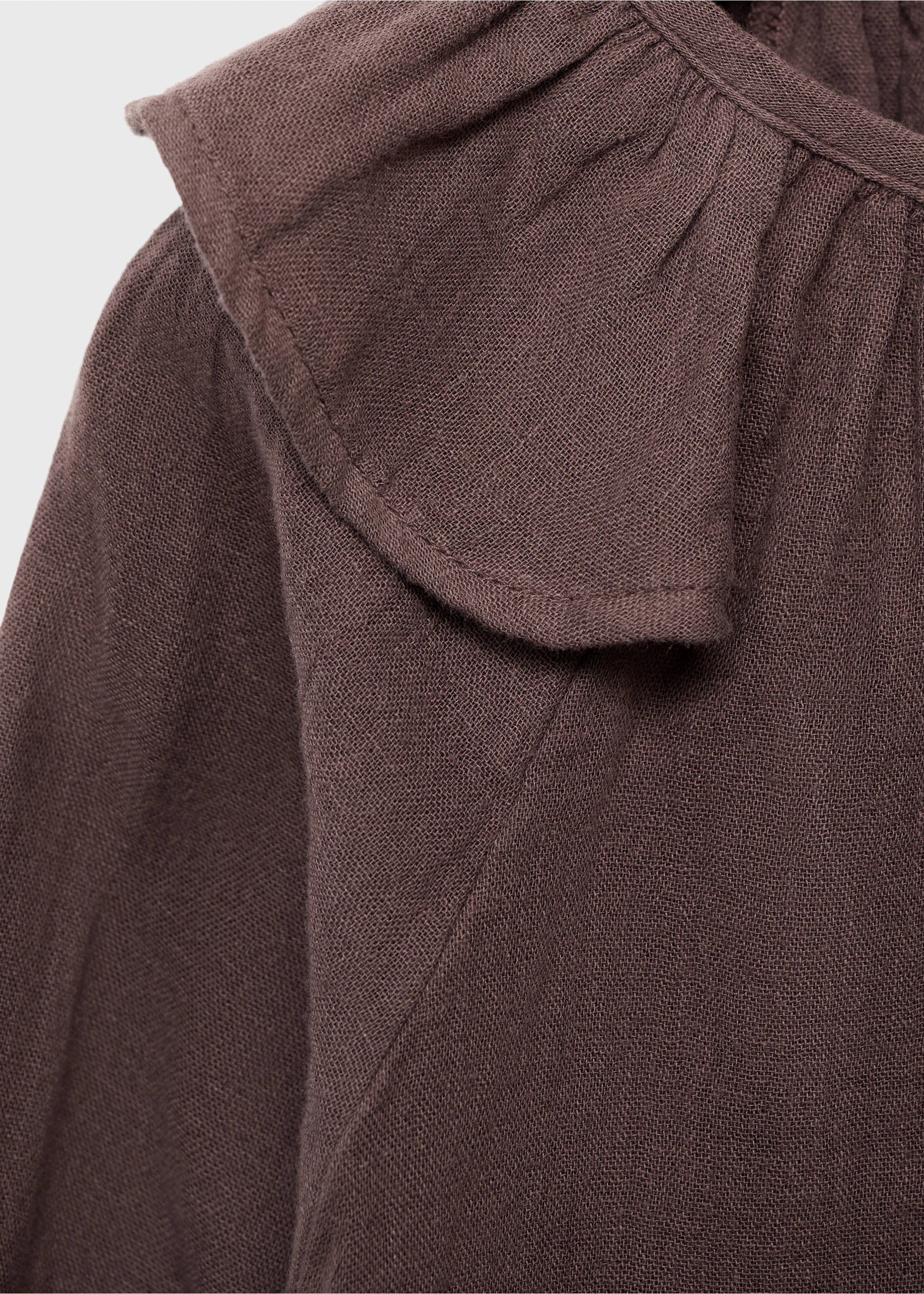 Ruffled embroidered blouse - Details of the article 8, Brown. Ref: 17016340-00.