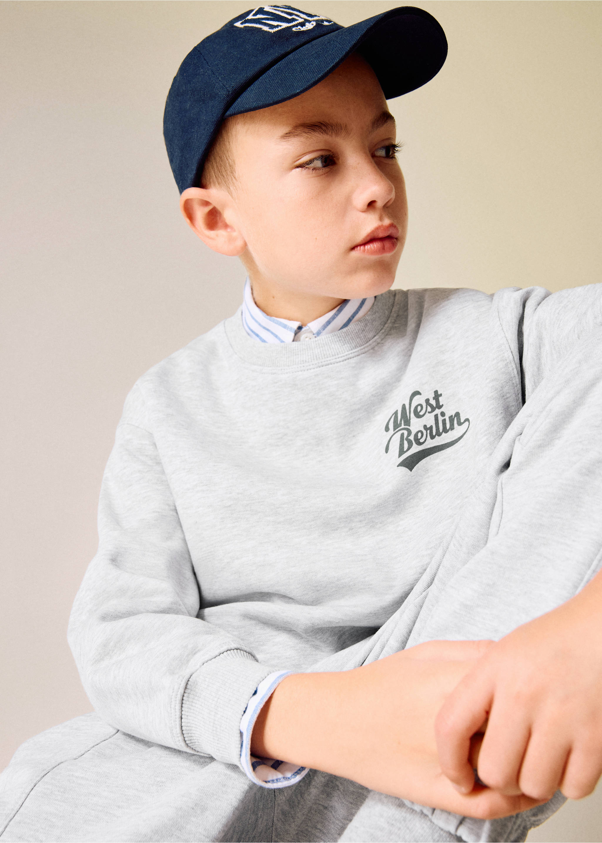 Printed cotton sweatshirt - Medium plane, Medium Heather Grey. Ref: 17016349-00.