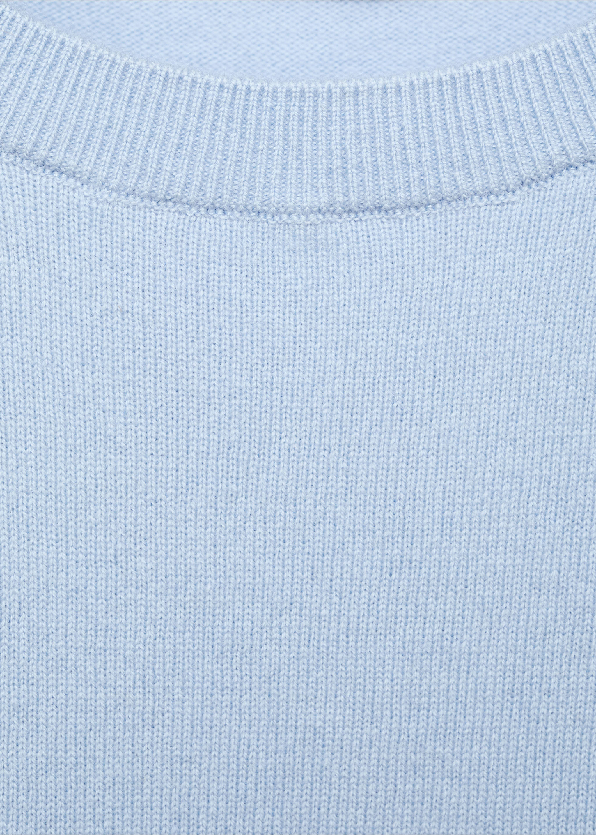 Short-sleeved wool sweater - Details of the article 8, Sky Blue. Ref: 17016357-00.